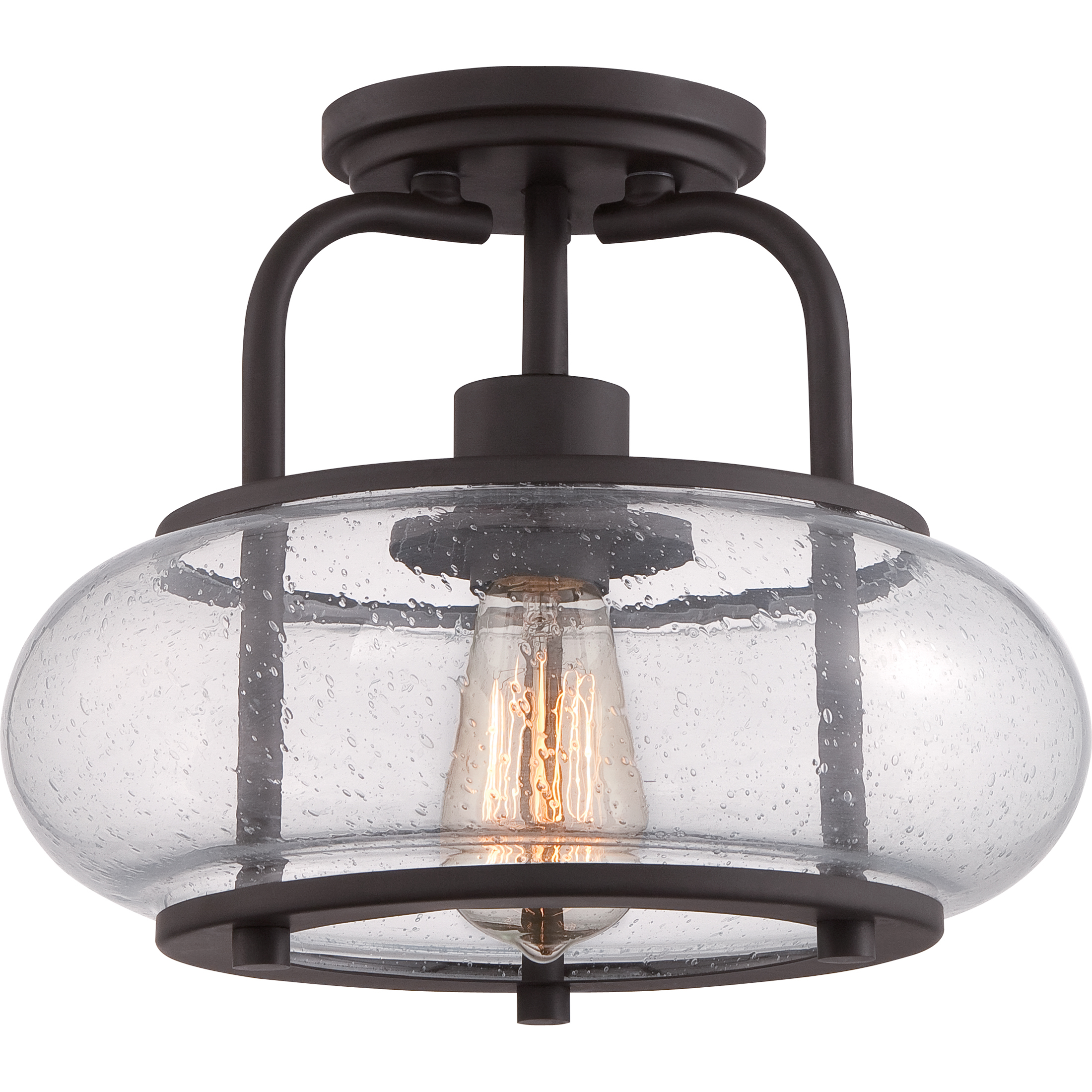 Trilogy 1 Light 12 inch Old Bronze Semi-Flush Mount Ceiling Light