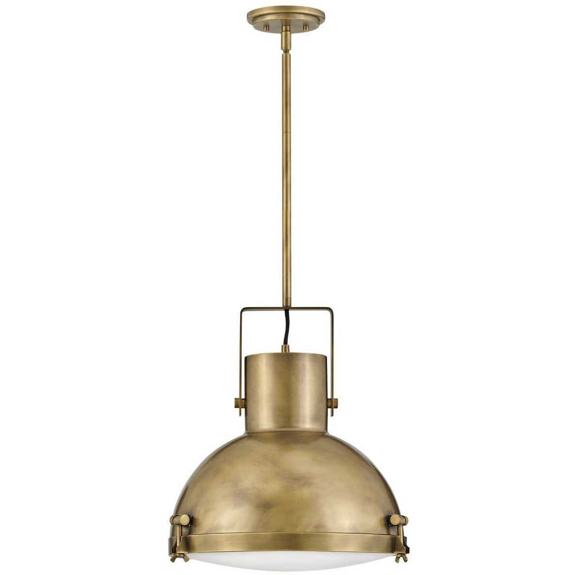 Nautique 1 Light 18 inch Heritage Brass Indoor Pendant Ceiling Light in White