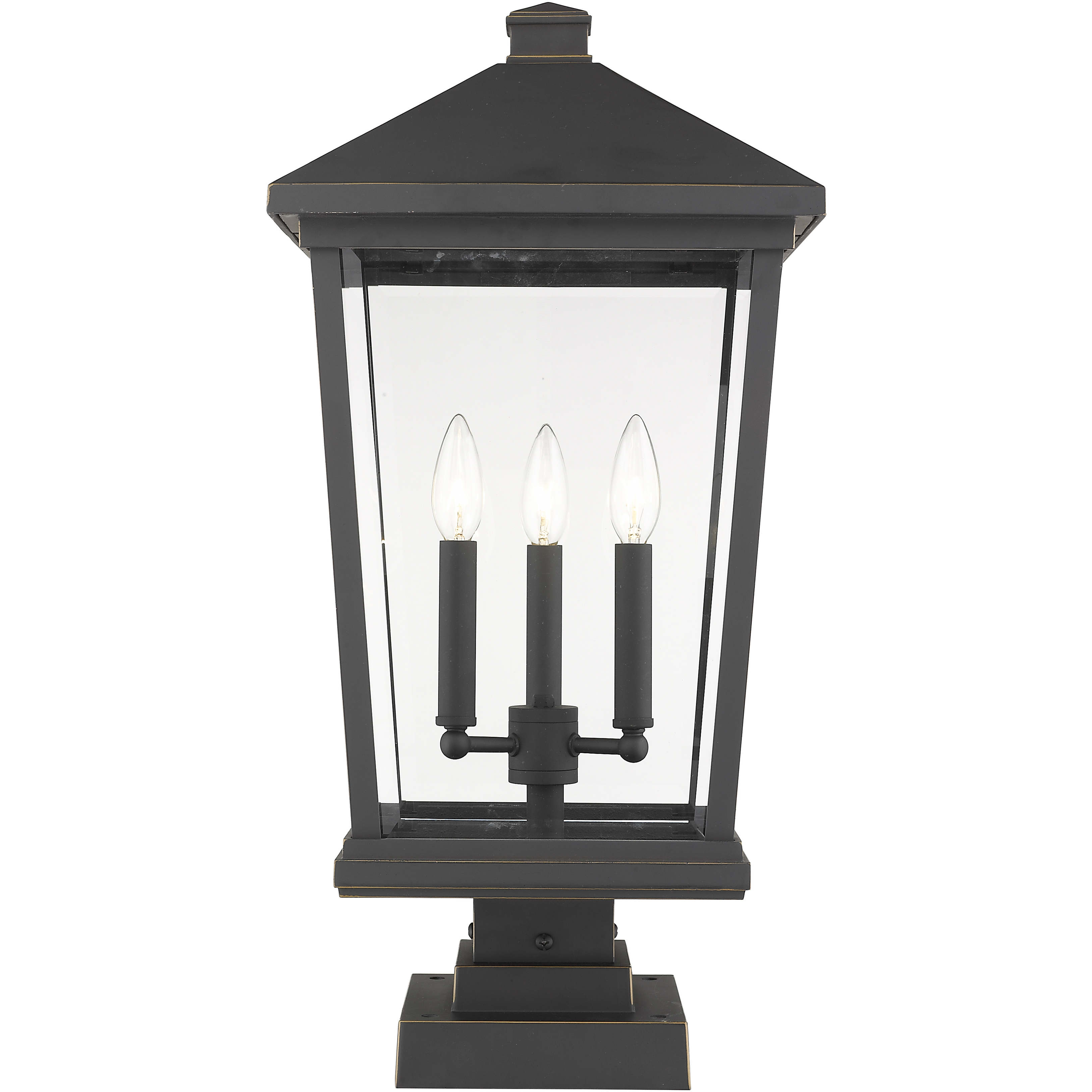 Beacon 3 Light 24.75 inch Oil Rubbed Bronze Outdoor Pier Mounted Fixture