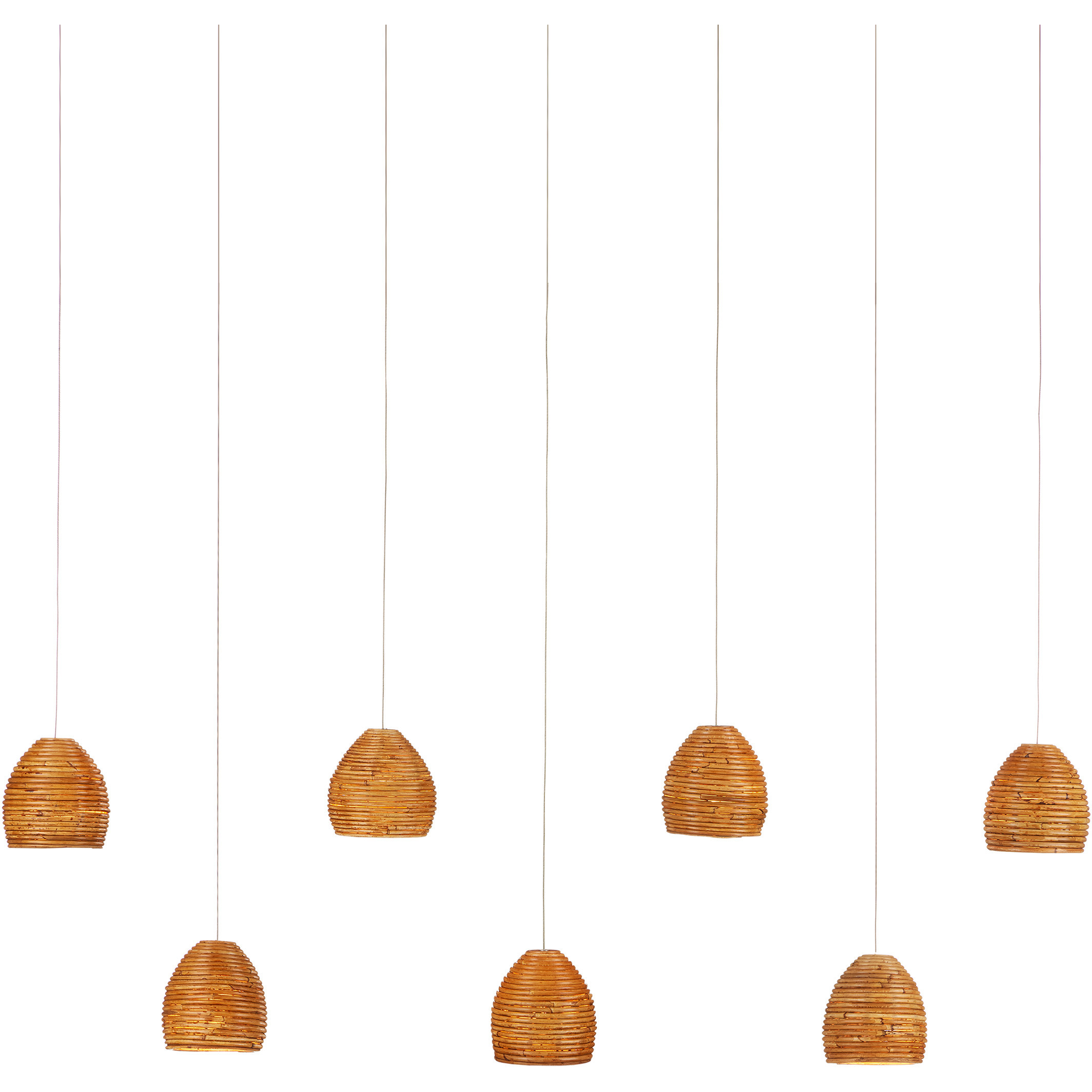 Beehive 7 Light 57 inch Silver Multi-Drop Linear Pendant Ceiling Light