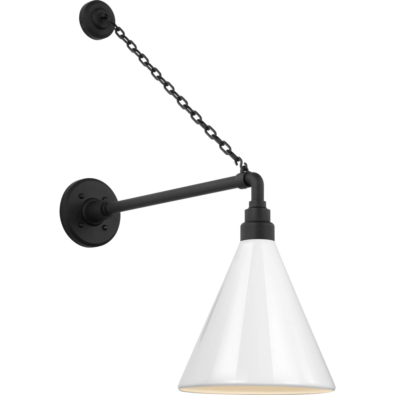 Thomas O'Brien Academy Barn Light LED 27.5 inch Matte Black Anchored Mack Barn Light in 9" White Conical Savannah Shade