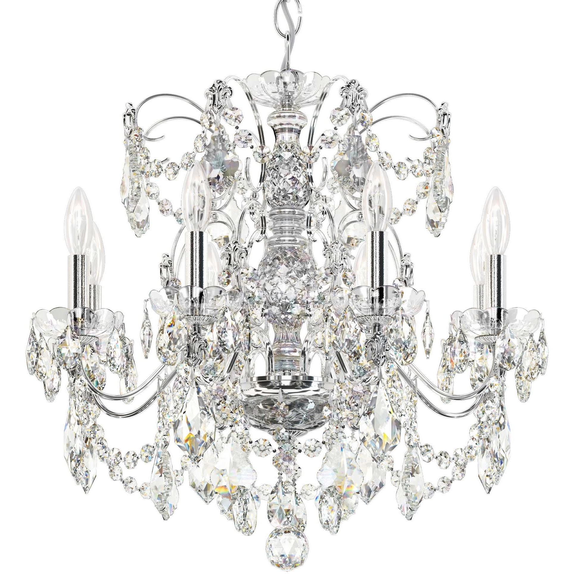 Century 8 Light 24 inch Polished Silver Chandelier Ceiling Light