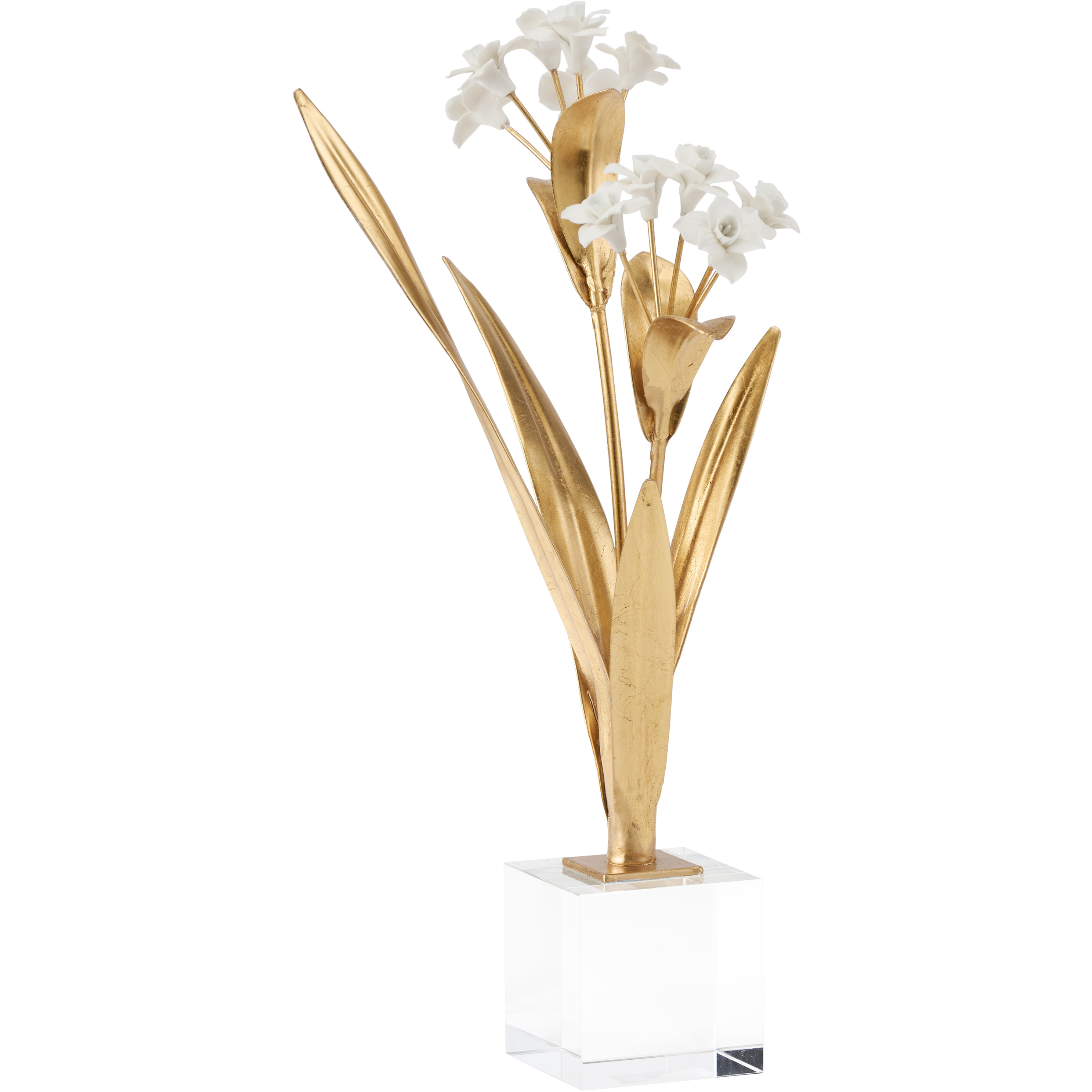 Paperwhite Narcissus White/Cream and Gold Porcelain Flower Decor