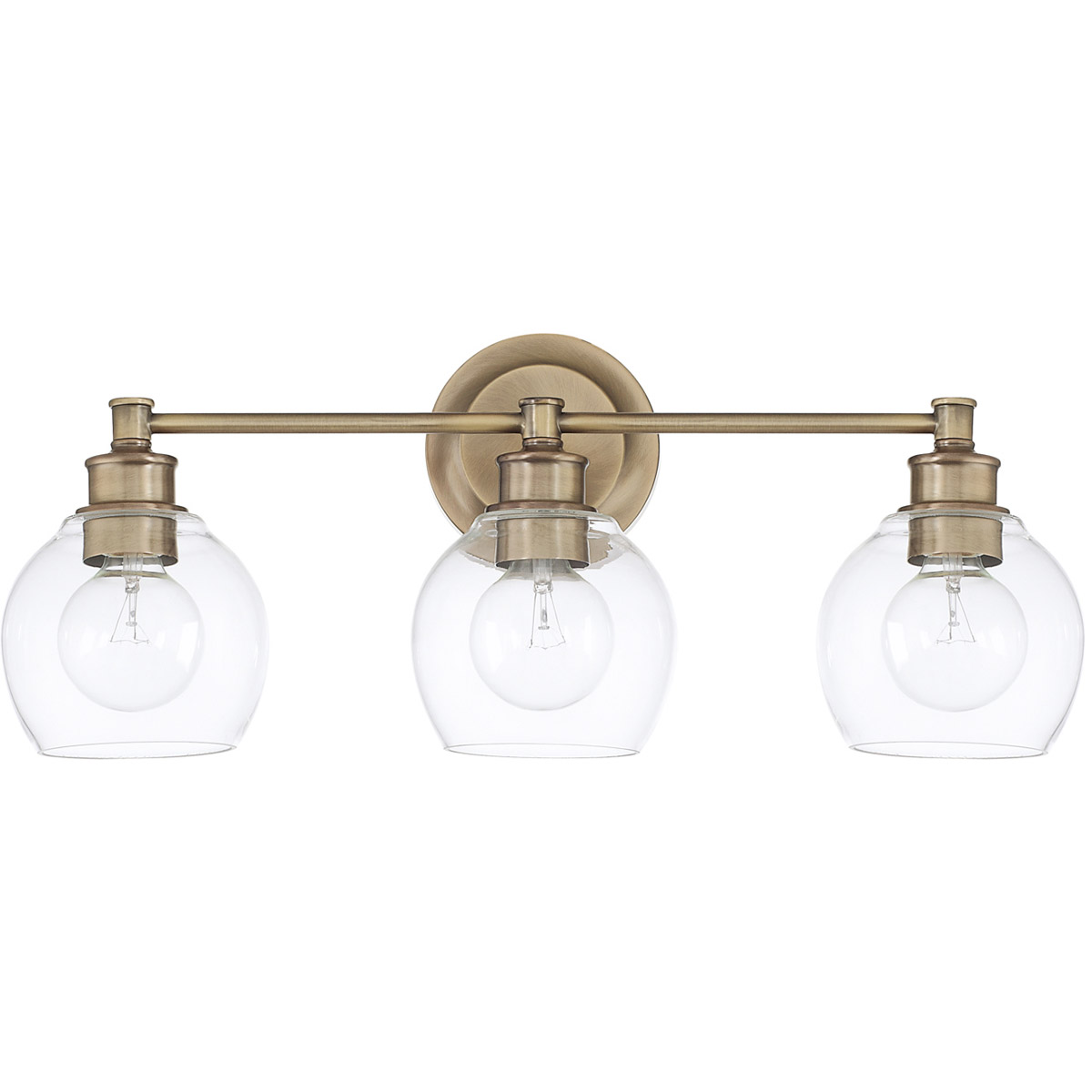 Mid Century 3 Light 23.5 inch Aged Brass Vanity Light Wall Light