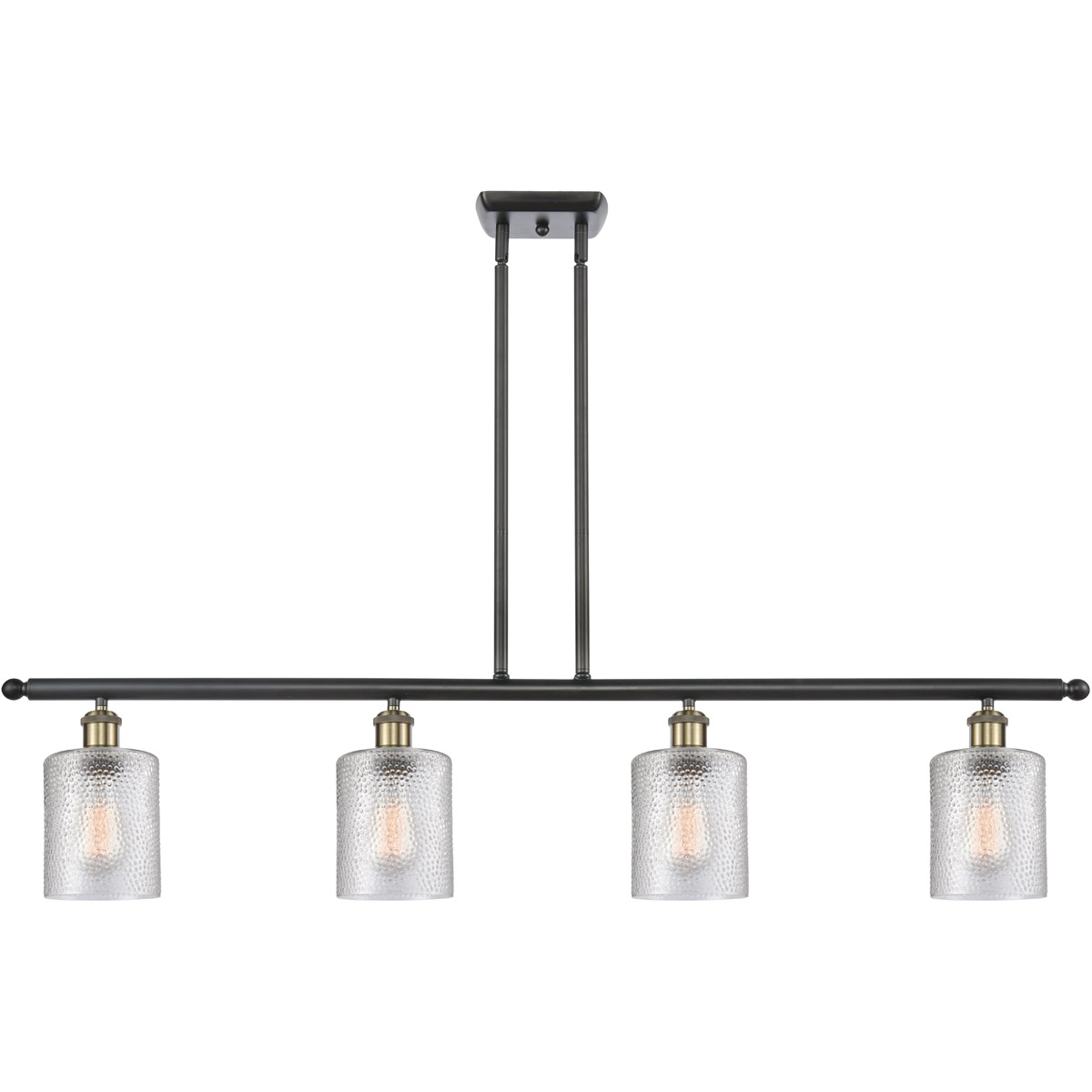 Ballston Cobbleskill 4 Light 48 inch Black Antique Brass Island Light Ceiling Light in Clear Glass, Ballston