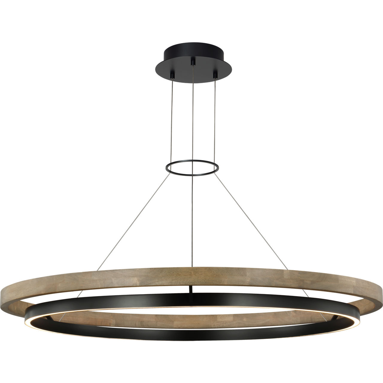 Sean Lavin Grace LED 48 inch MATTE BLACK/WEATHERED OAK WOOD Chandelier Ceiling Light, Integrated LED