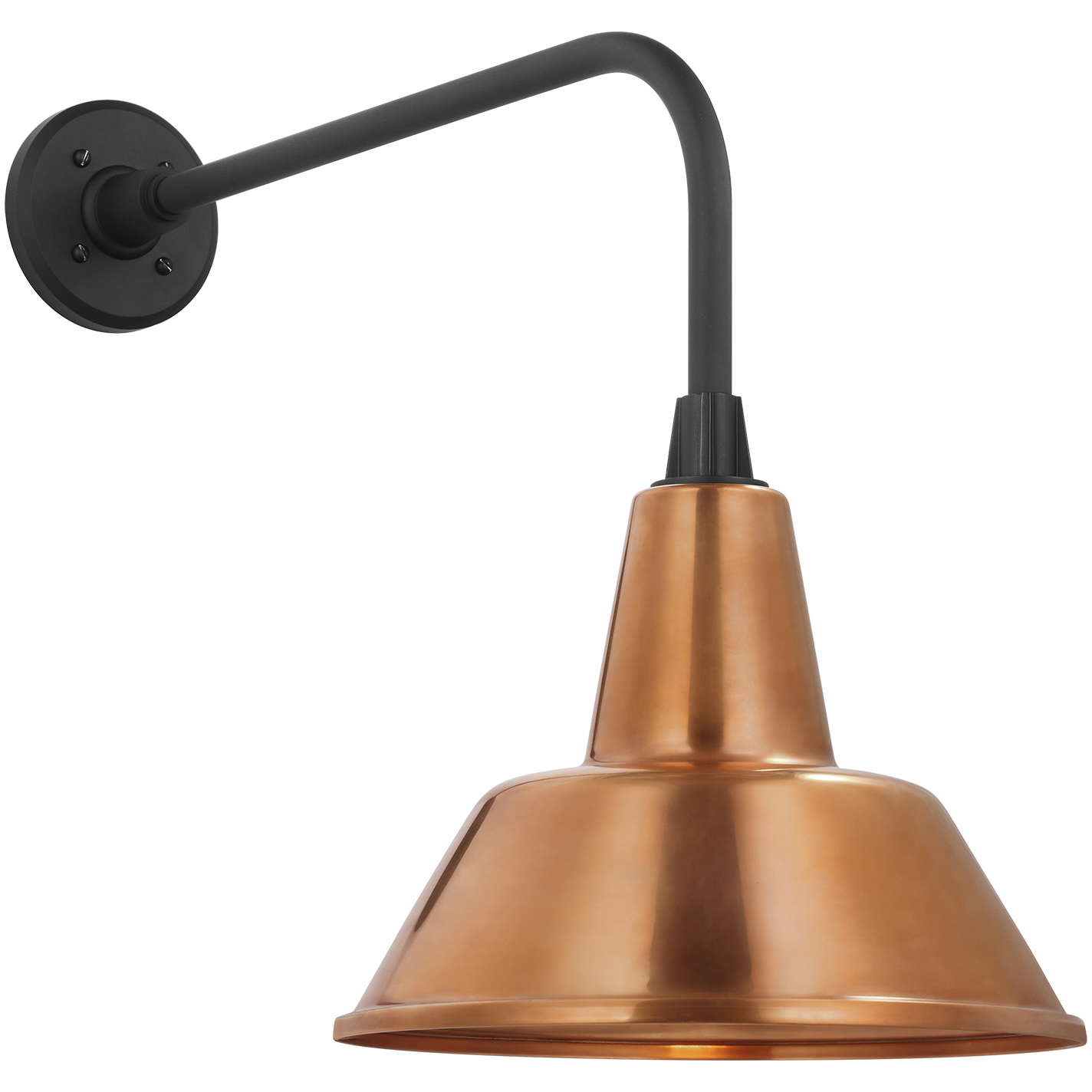 Thomas O'Brien Academy Barn Light LED 19.5 inch Matte Black Rex Barn Light in 12.5" Soft Copper Bowers Shade