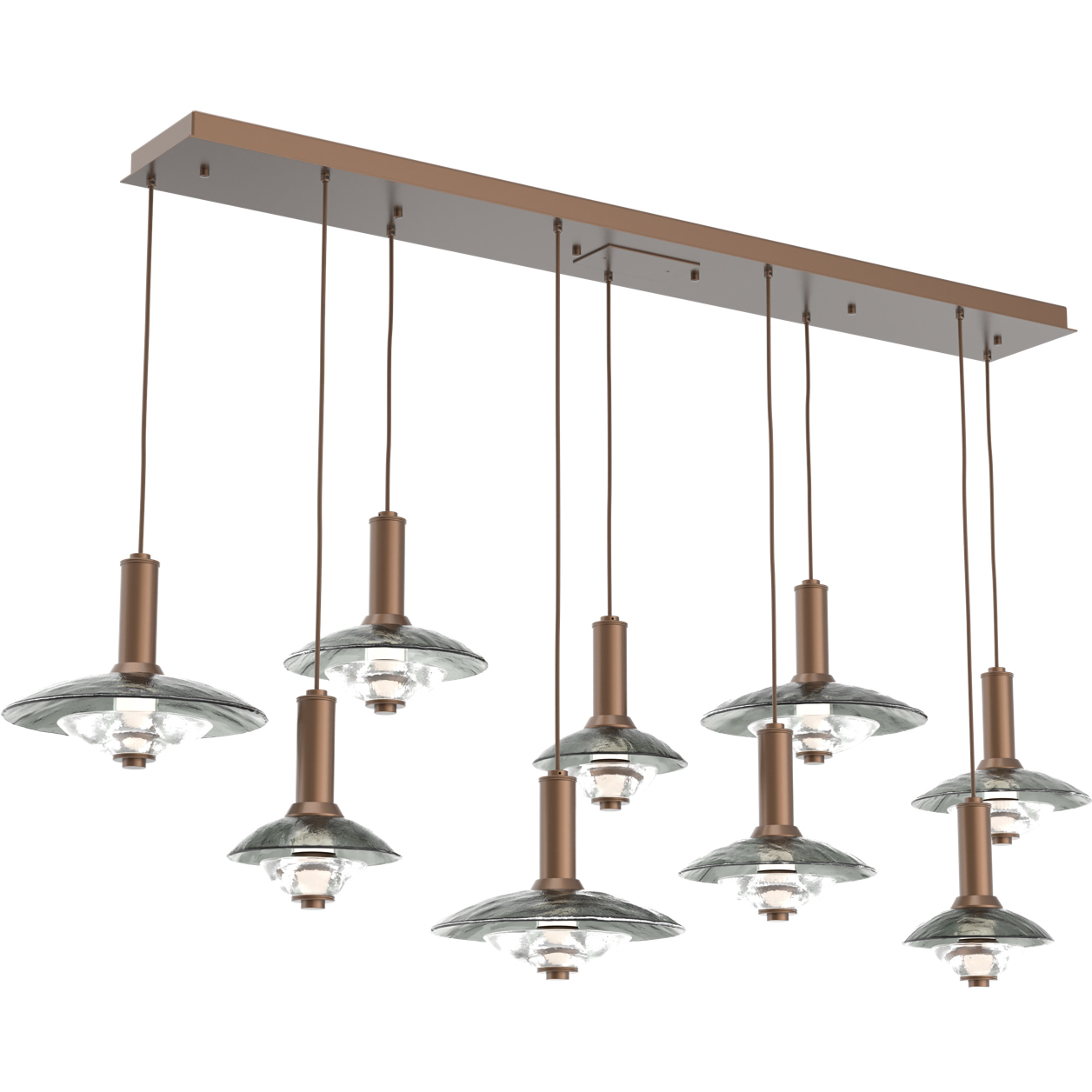 Cirrus Linear Multi-Pendant Ceiling Light in Smoke Granite, Burnished Bronze