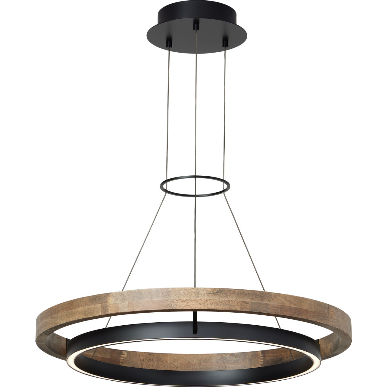 Sean Lavin Grace LED 30 inch MATTE BLACK/WEATHERED OAK WOOD Chandelier Ceiling Light, Integrated LED