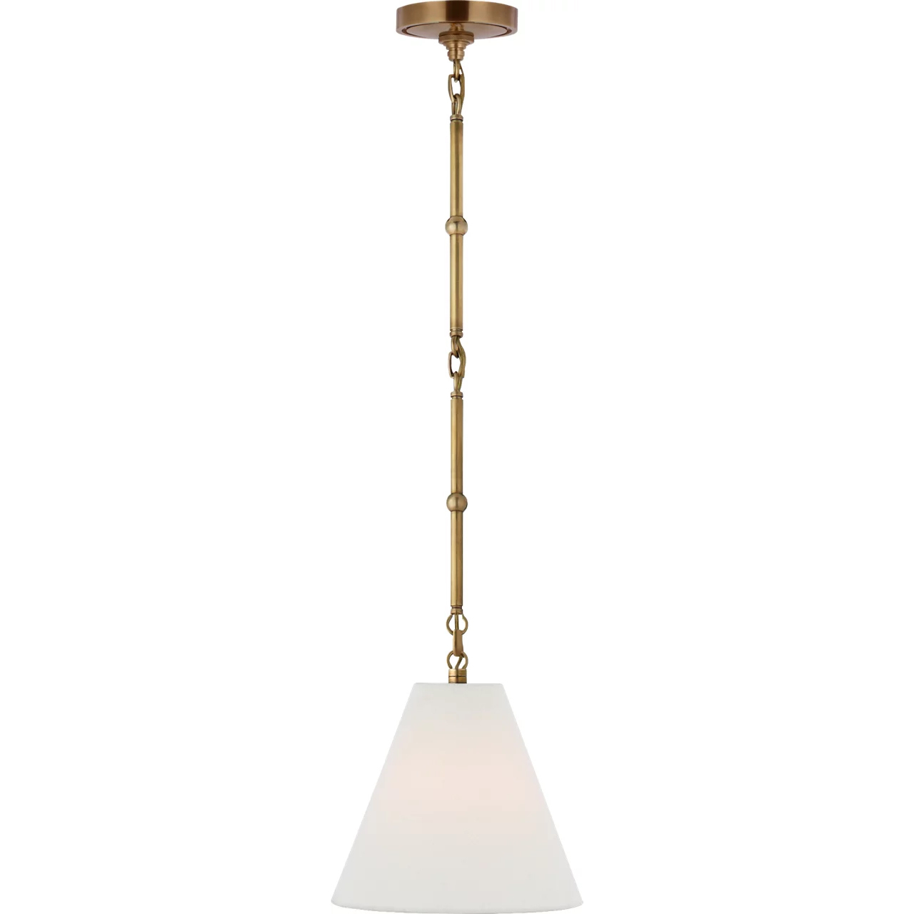 Thomas O'Brien Goodman 1 Light 10 inch Hand-Rubbed Antique Brass Hanging Shade Ceiling Light in Linen, Petite
