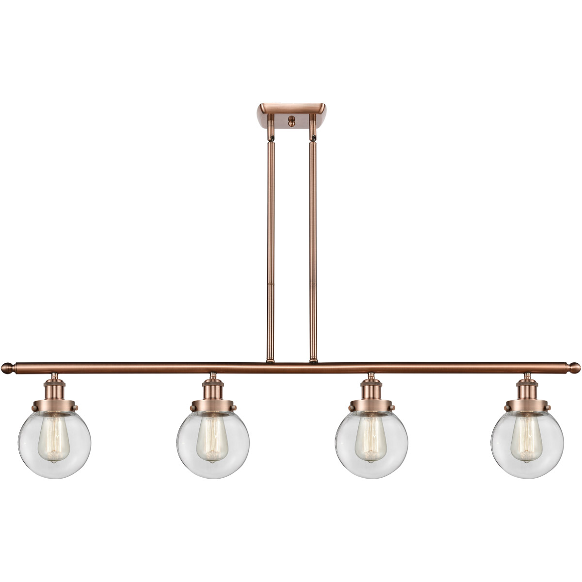 Ballston Beacon LED 48 inch Antique Copper Island Light Ceiling Light in Clear Glass