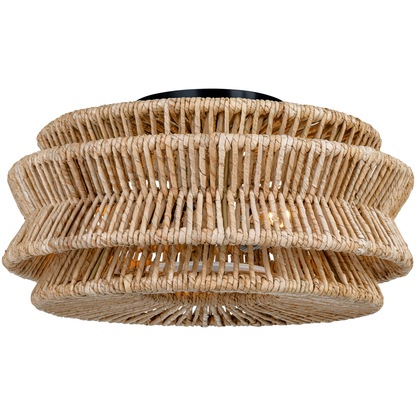 Chapman & Myers Antigua LED 16 inch Bronze and Natural Abaca Drum Semi-Flush Mount Ceiling Light, Large