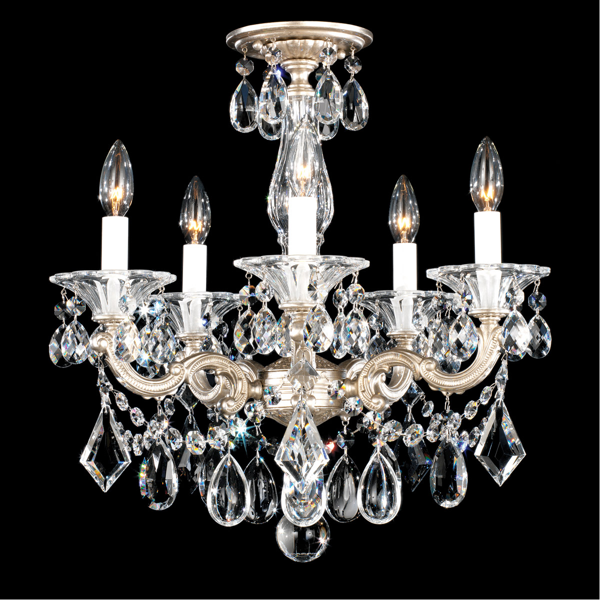 La Scala 5 Light 18 inch Florentine Bronze Semi-Flush Mount Ceiling Light in Florentine Bronze Cast, Convertible to Pendant