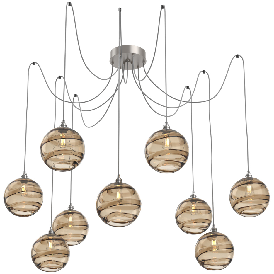 Terra 9 Light 18 inch Metallic Beige Silver Swag Multi-Pendant Ceiling Light in Bronze Optic