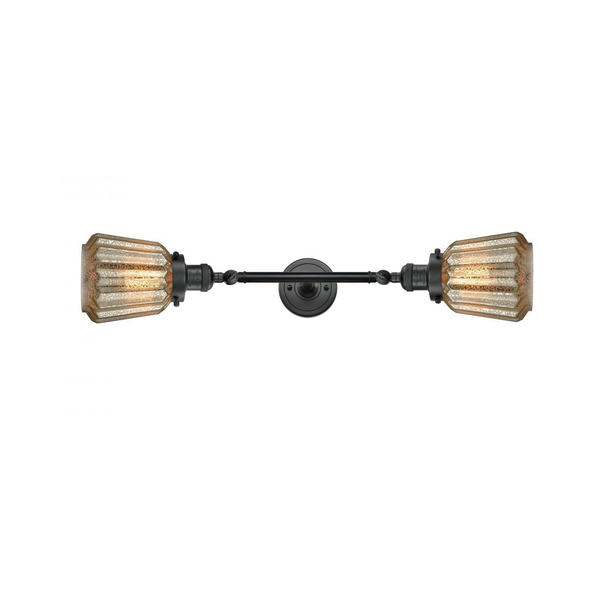 Franklin Restoration Chatham LED 6 inch Matte Black Bath Vanity Light Wall Light in Mercury Glass, Franklin Restoration
