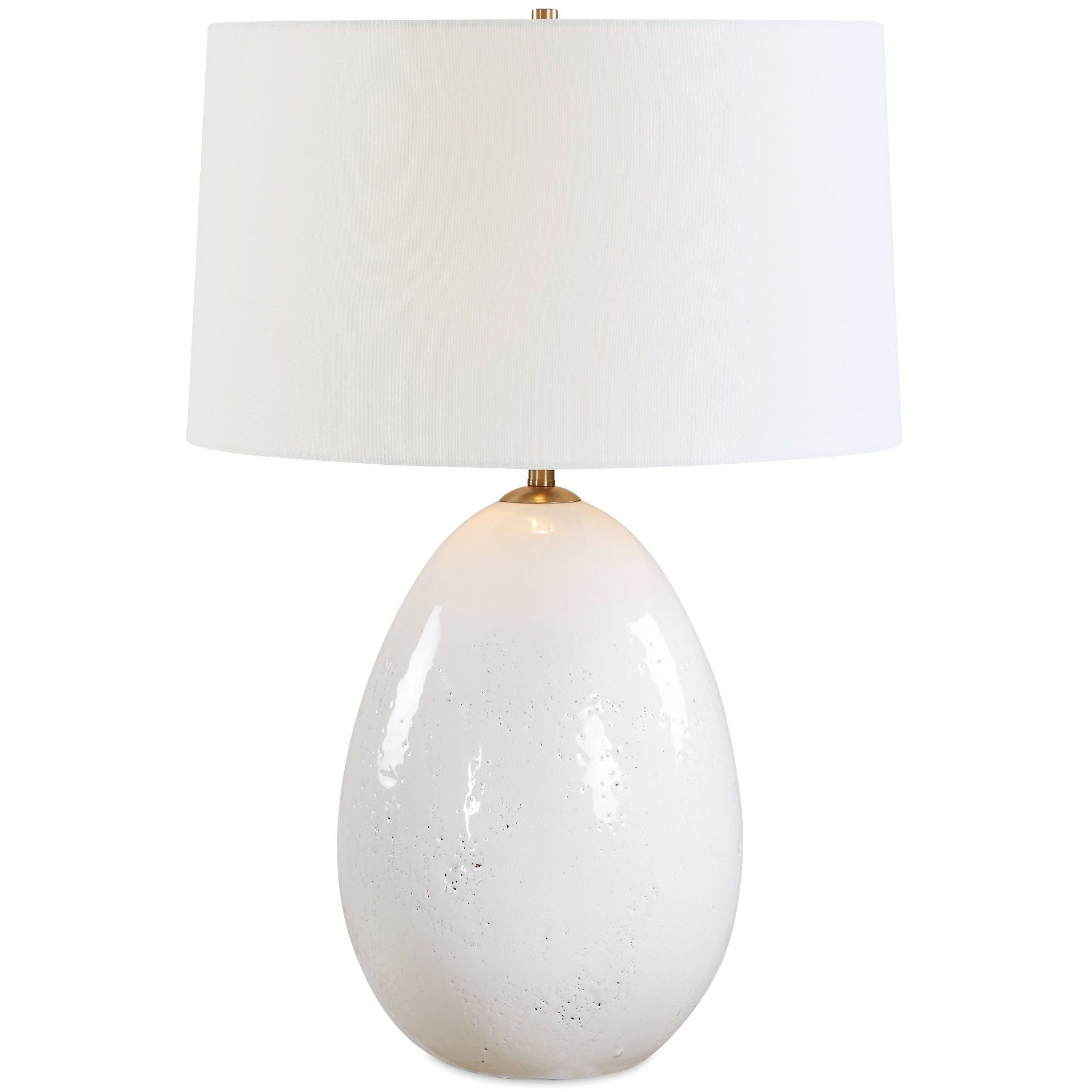 Avery 24.5 inch 150 watt White Crackled Glaze and Antique Brass Table Lamp Portable Light