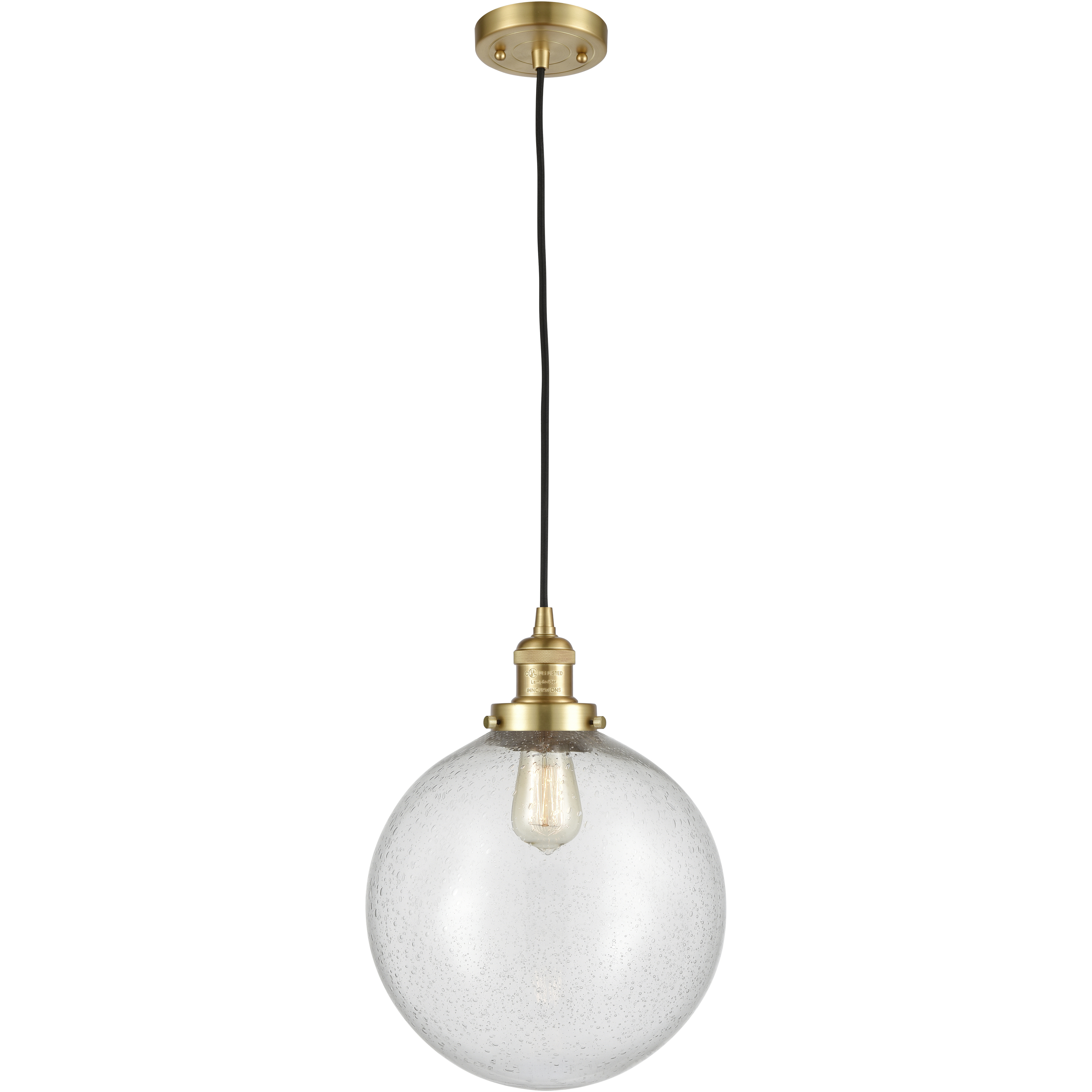 Franklin Restoration Beacon 1 Light 12 inch Satin Gold Mini Pendant Ceiling Light in Incandescent, Seedy, Franklin Restoration