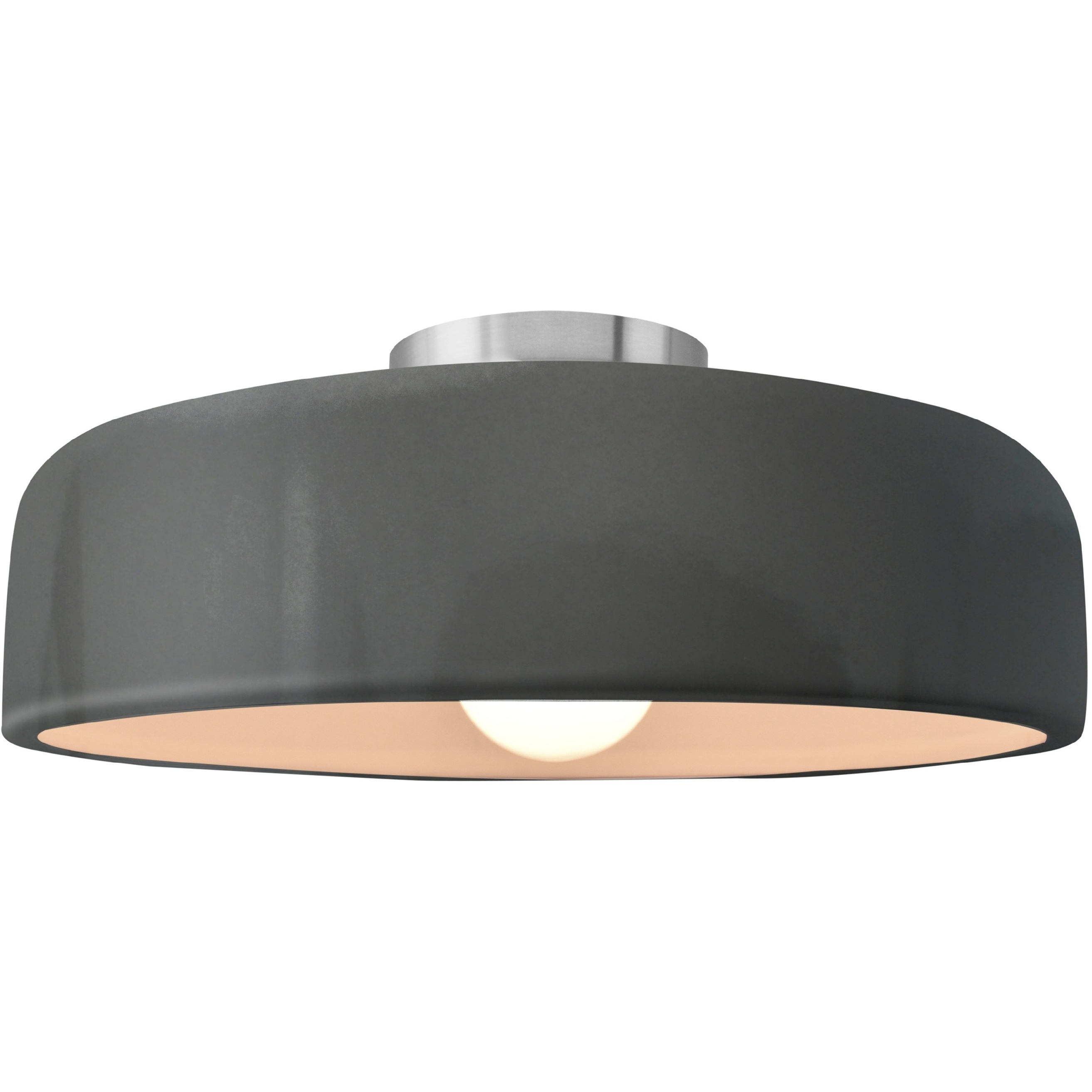 Radiance Collection - Spire 1 Light 13 inch Gloss Grey and Brushed Nickel Semi-Flush Ceiling Light in Replaceable Bulb, Gloss Gray, 13W x 6H, Form+Finish+Function