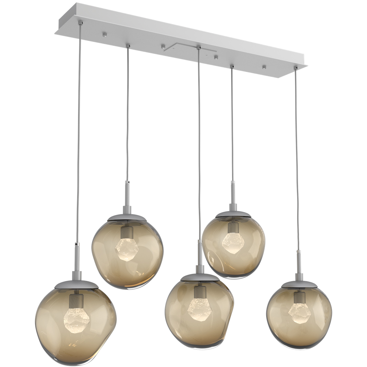 Aster LED LED Classic Silver Linear Pendant Ceiling Light in 2700K LED, Zircon Inner - Bronze Outer, Multi-Pendant