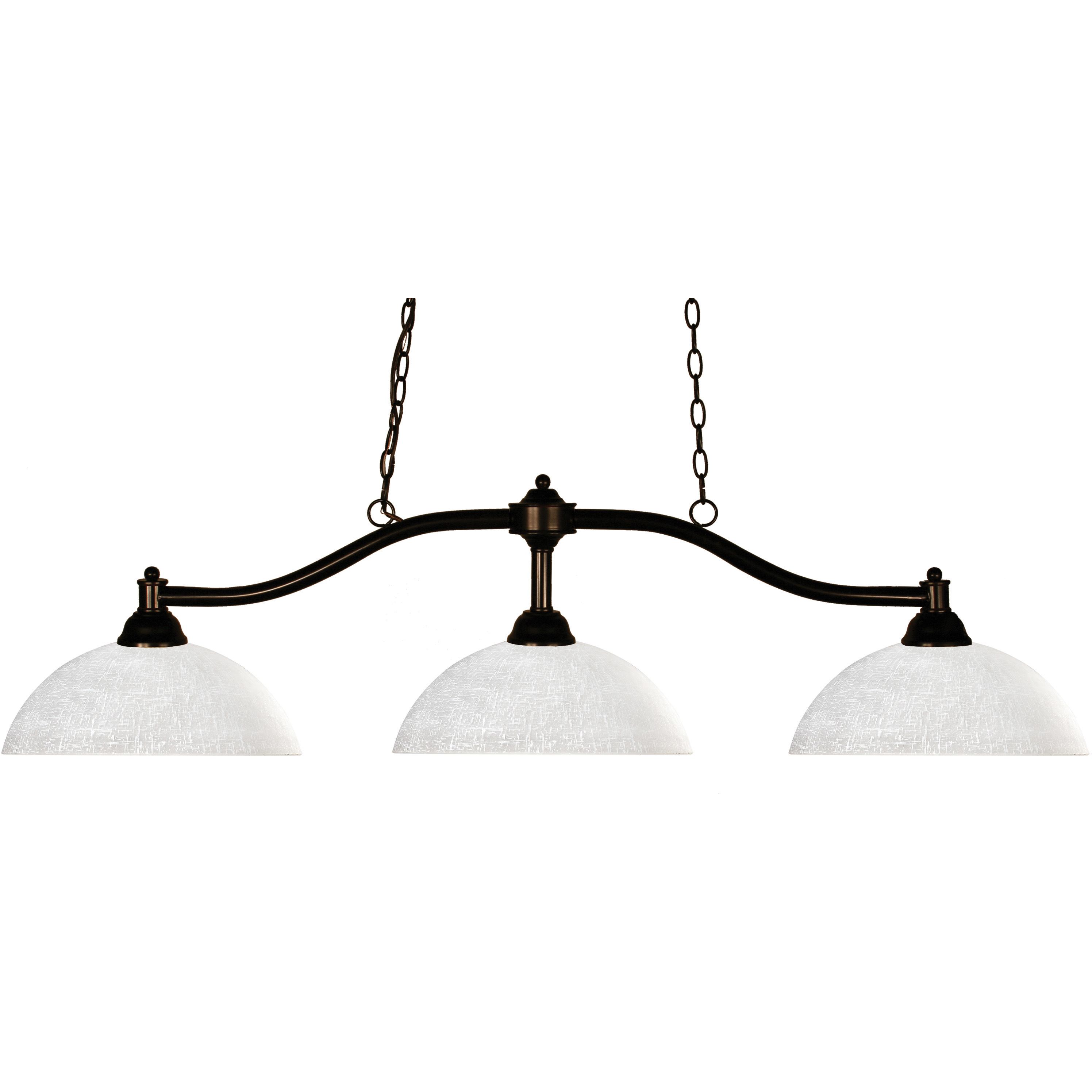 Chance 3 Light 50 inch Bronze Billiard Ceiling Light in White Linen Glass