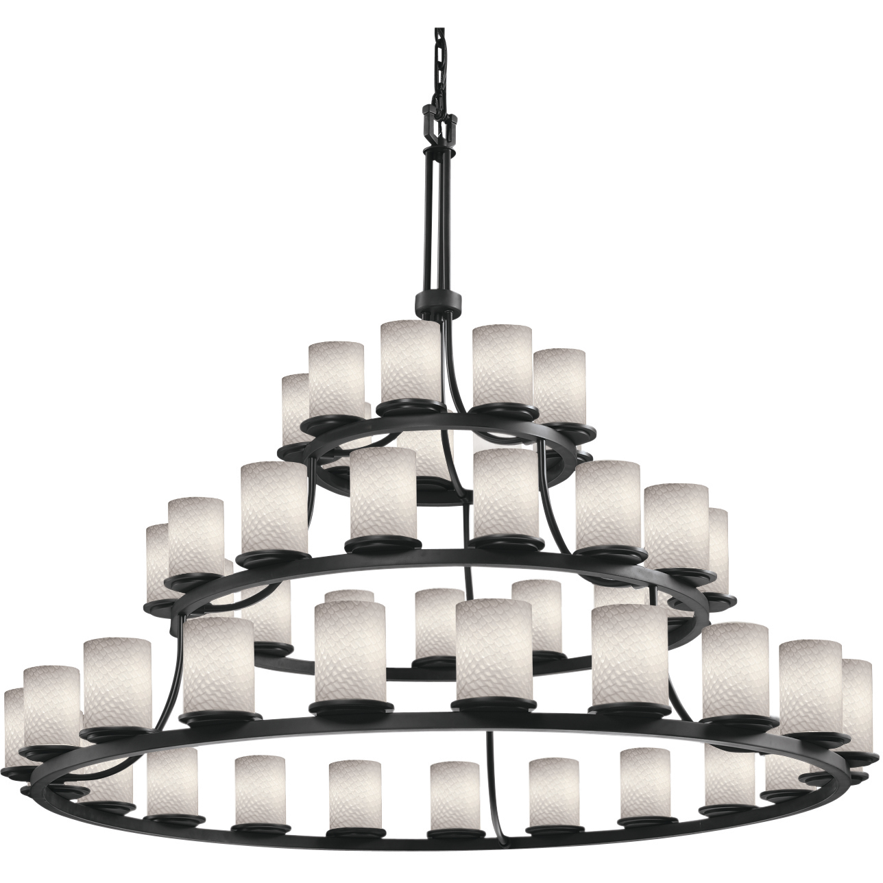 Fusion 45 Light 60 inch Matte Black Chandelier Ceiling Light in Weave, Incandescent