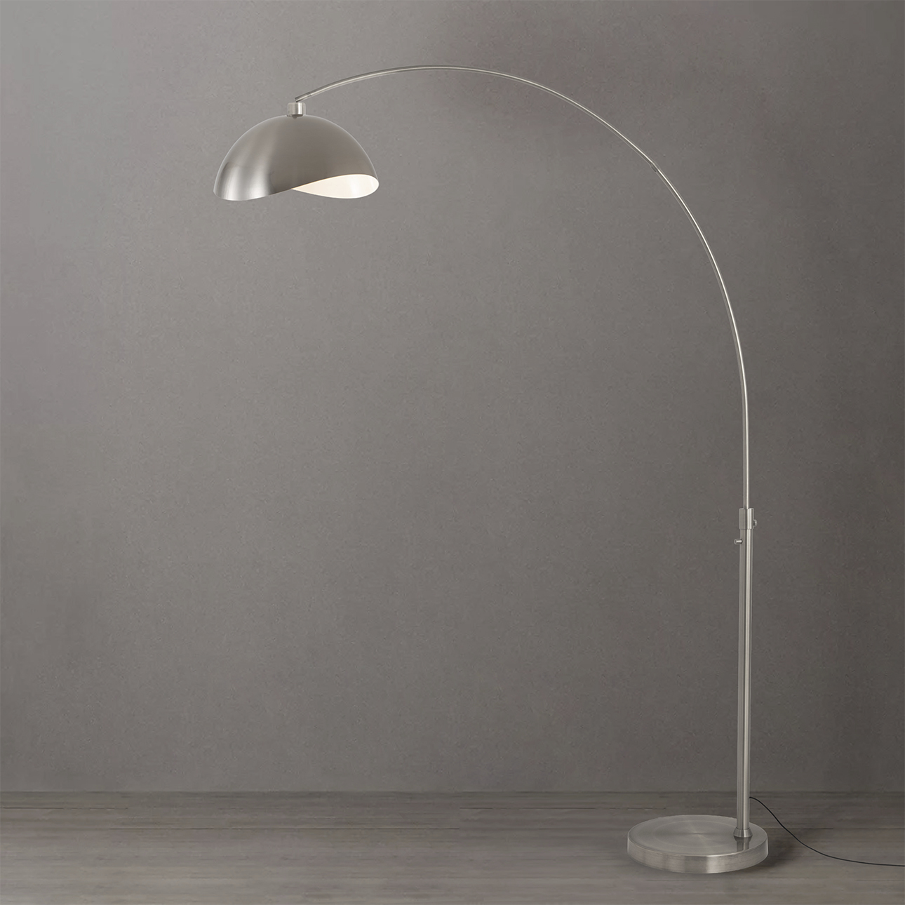 Luna Bella 92 inch 14 watt Satin Nickel Arc Floor Lamp Portable Light in Satin Nickel and White Steel