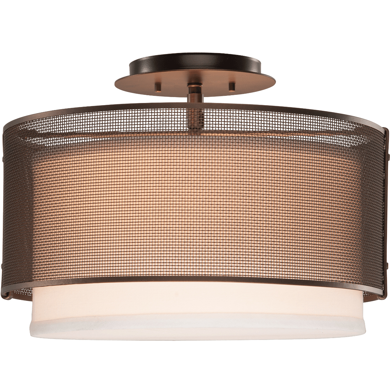 Uptown Mesh 2 Light Gilded Brass Semi Flush Ceiling Light