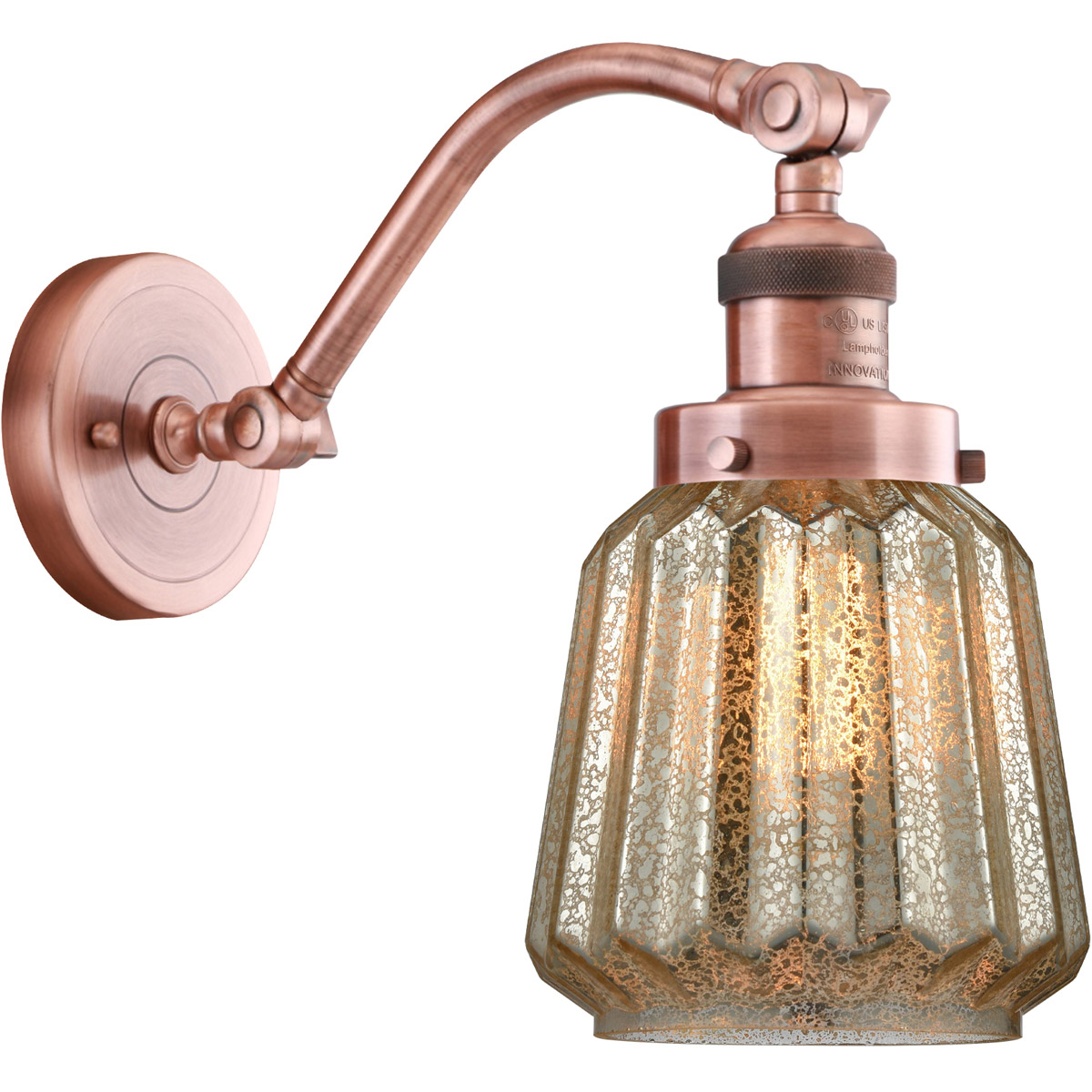 Franklin Restoration Chatham 1 Light 6 inch Antique Copper Sconce Wall Light in Mercury Glass, Franklin Restoration