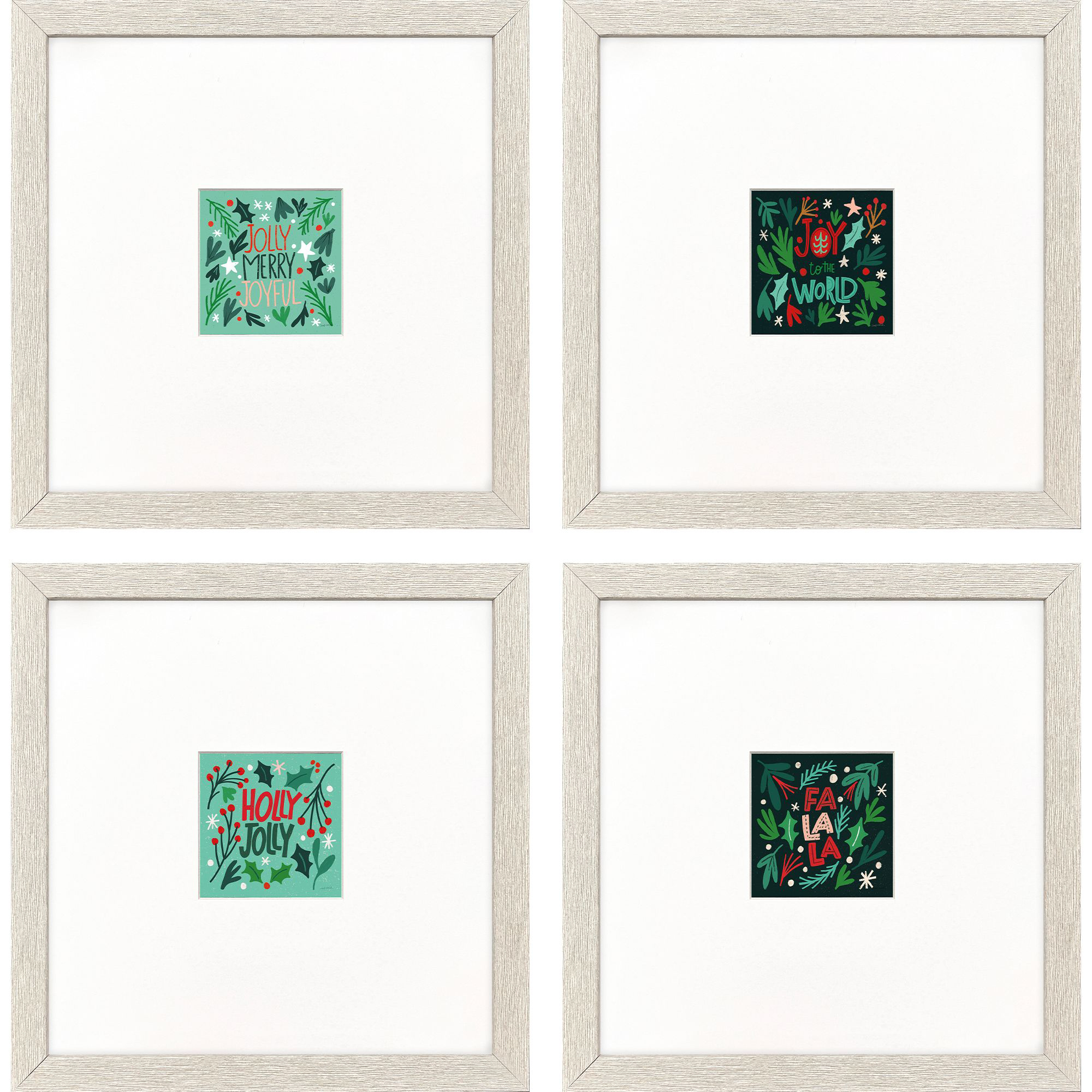 Joyful Holiday Green and Pink and Red and Turquoise Framed Art, Propac