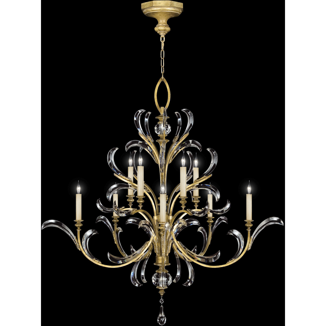 Beveled Arcs 10 Light 56 inch Gold Chandelier Ceiling Light