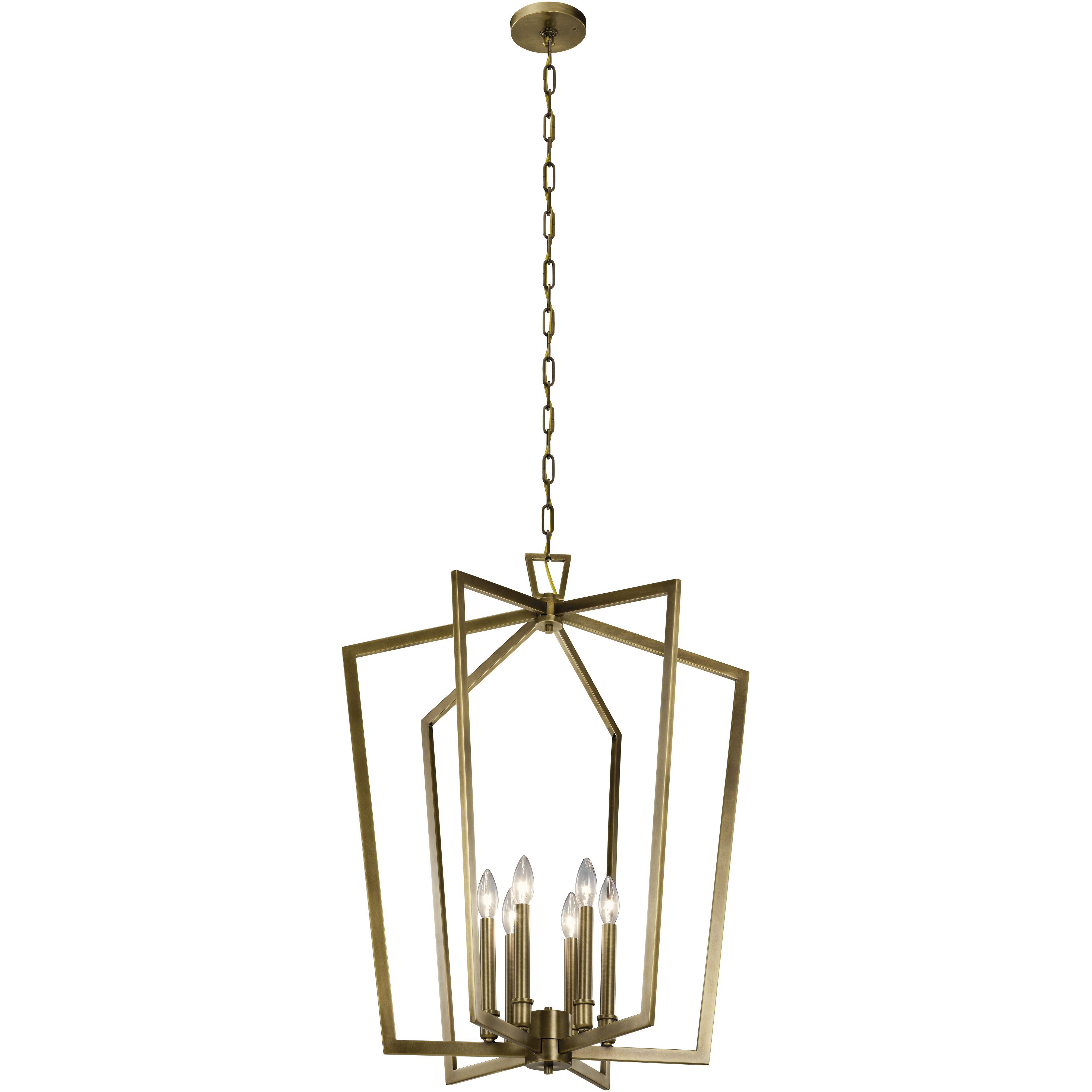 Abbotswell 6 Light 24.75 inch Natural Brass Large Foyer Pendants Ceiling Light, Large