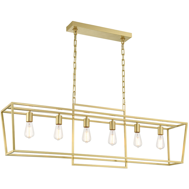 Maisie 6 Light 54 inch Brass Linear Chandelier Ceiling Light