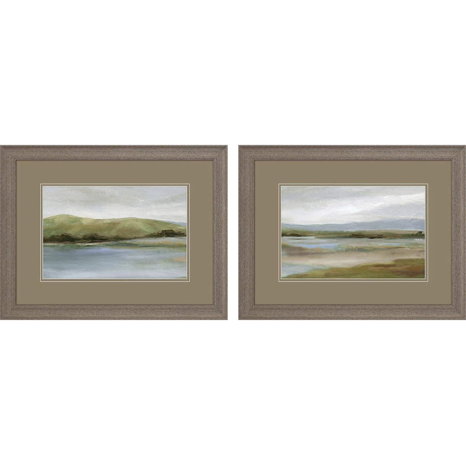 Foothills with Lake Green and Blue and Gray and Neutral Framed Art, Propac