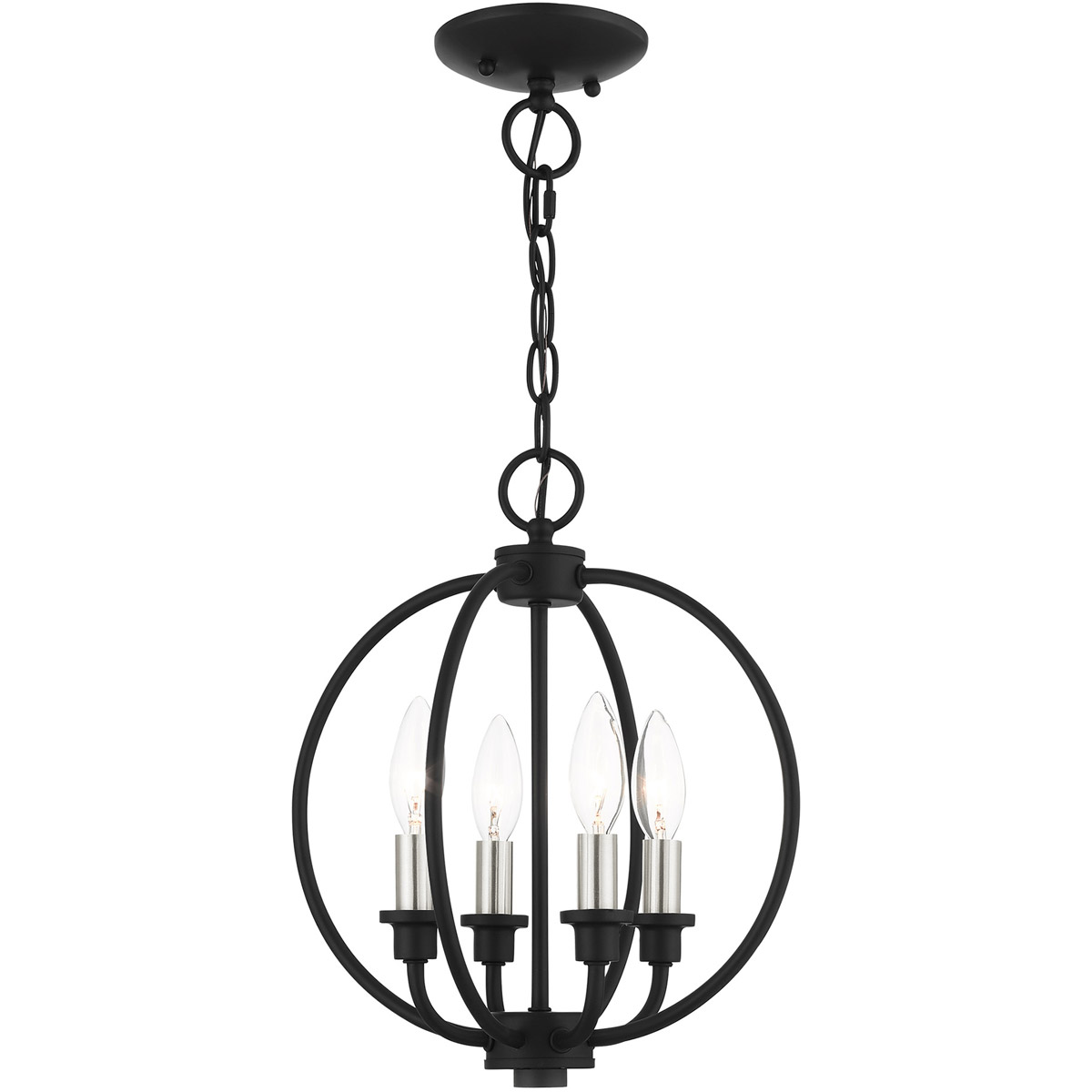 Milania 4 Light 13 inch Black with Brushed Nickel Accents Convertible Semi Flush/Chandelier Ceiling Light