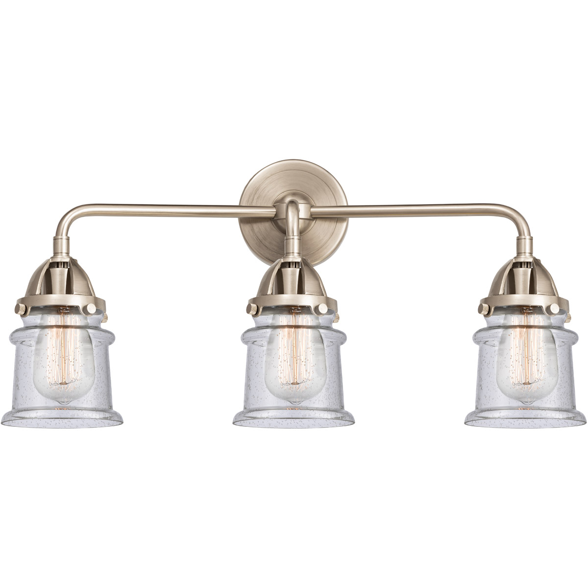 Nouveau 2 Small Canton LED 23.25 inch Black Polished Nickel Bath Vanity Light Wall Light in Seedy Glass