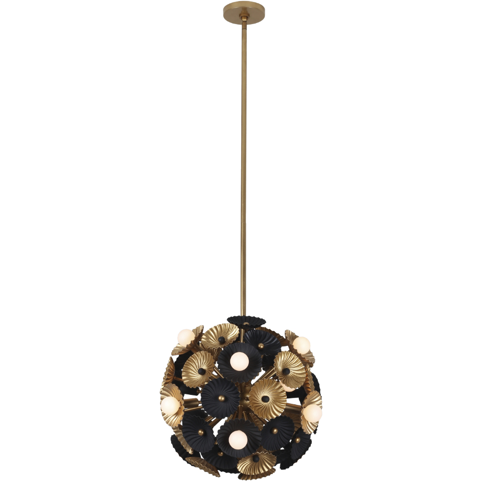 Damask 15 Light 18 inch Black and Vintage Brass Convertible Semi Flush Mount Ceiling Light