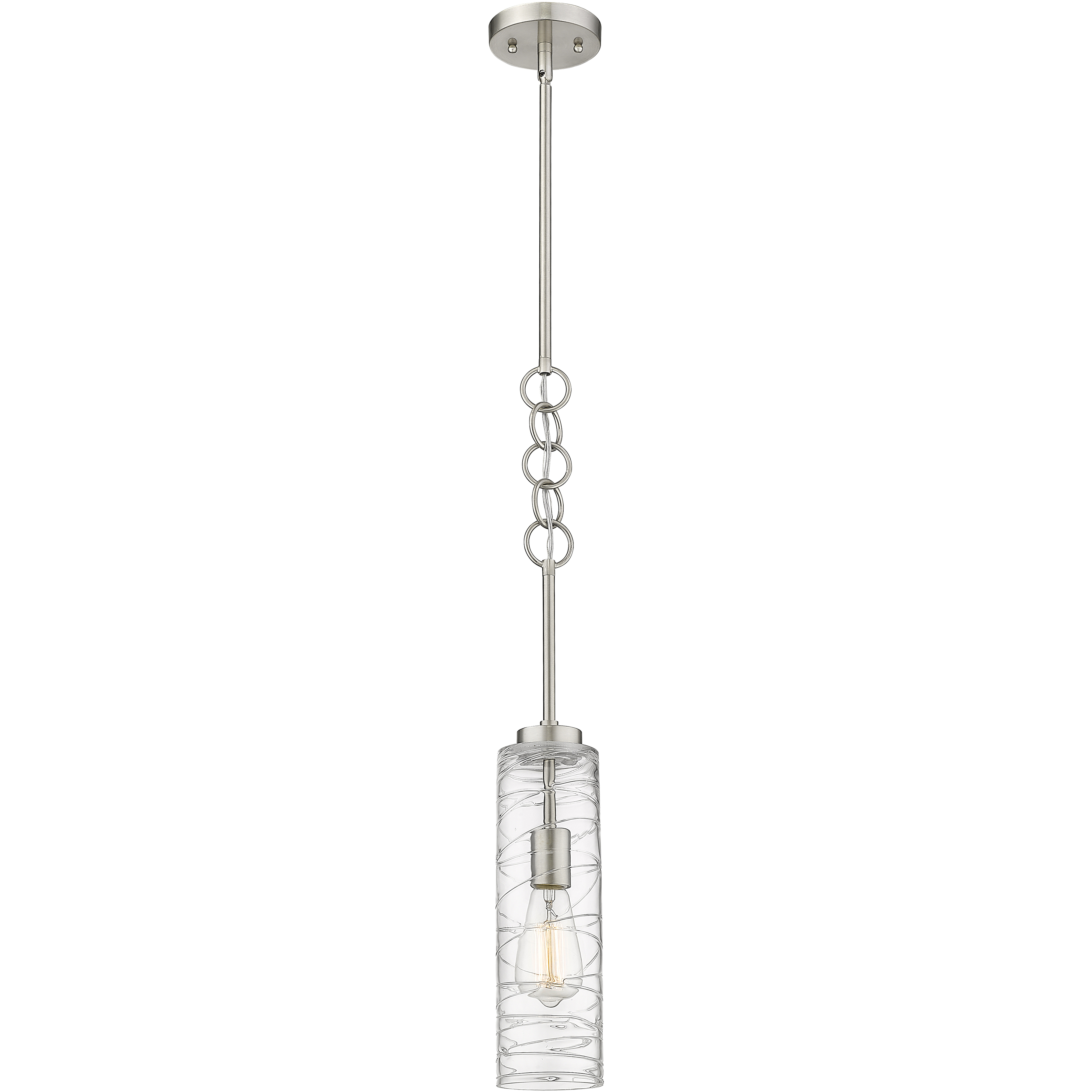 Wexford 1 Light 4 inch Brushed Satin Nickel Mini Pendant Ceiling Light in Incandescent, Clear Deco Swirl