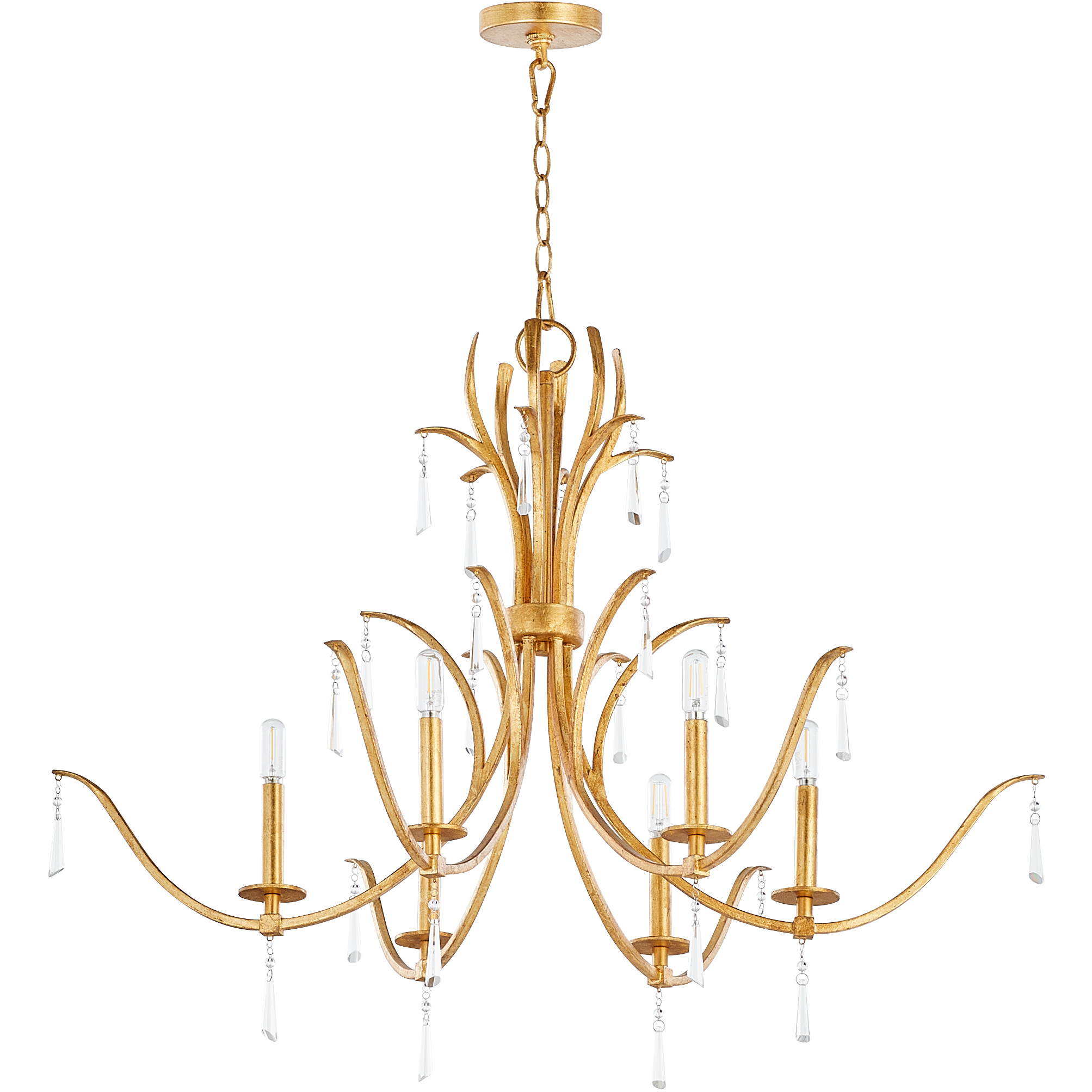 Majesty 6 Light 38 inch Gold Leaf Chandelier Ceiling Light