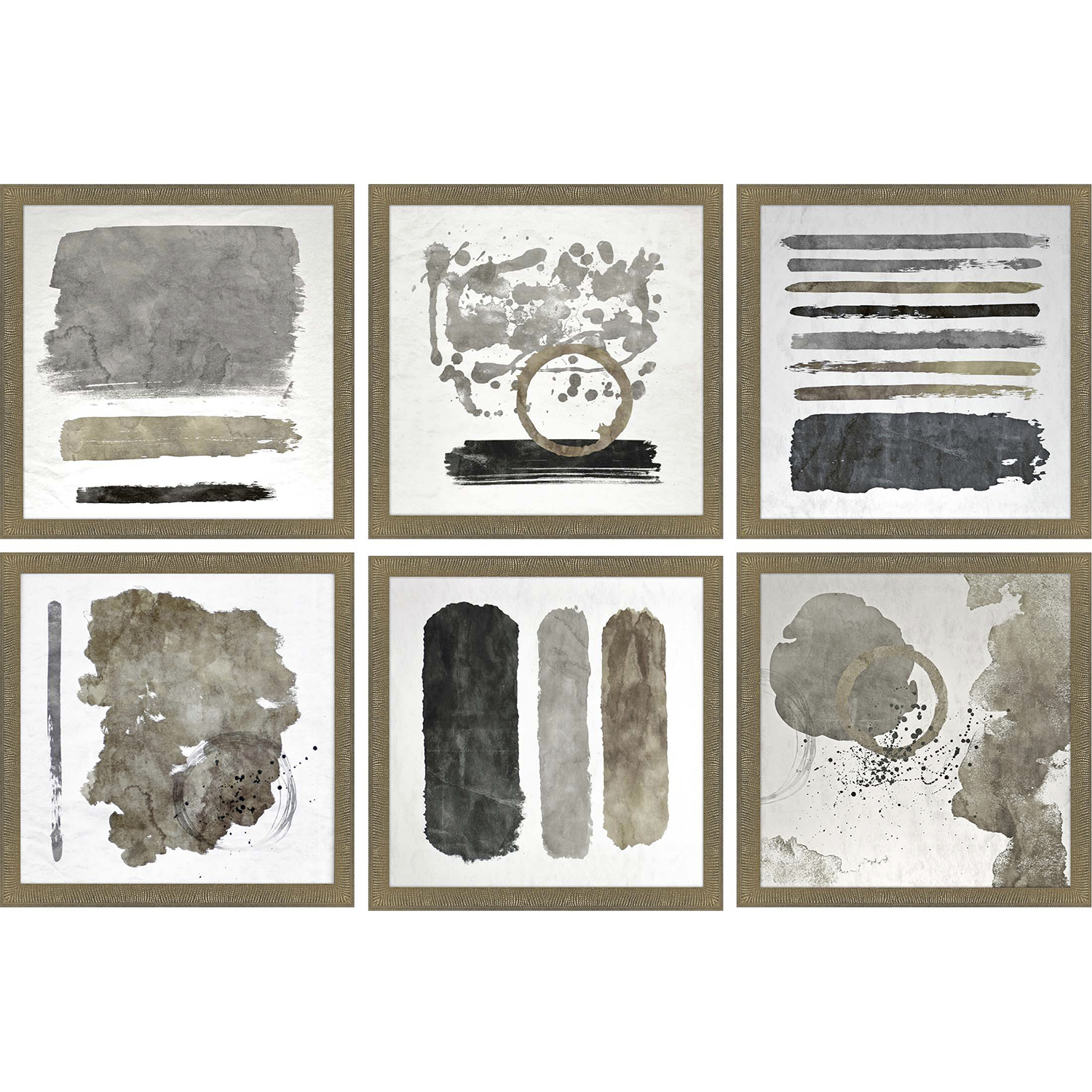 Abstract Neutral and Black and Gray and Beige Framed Art