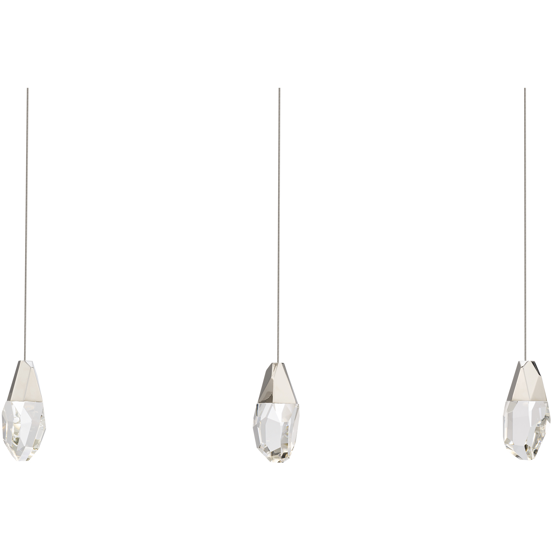 Beyond Martini LED 5.5 inch Polished Nickel Multi-Light Pendant Ceiling Light in Optic Haze, Linear Canopy