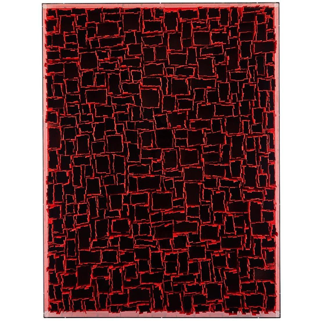 Tony Fey's Weathered Geometry, Red 48 X 36.5 inch Oils and Original Art