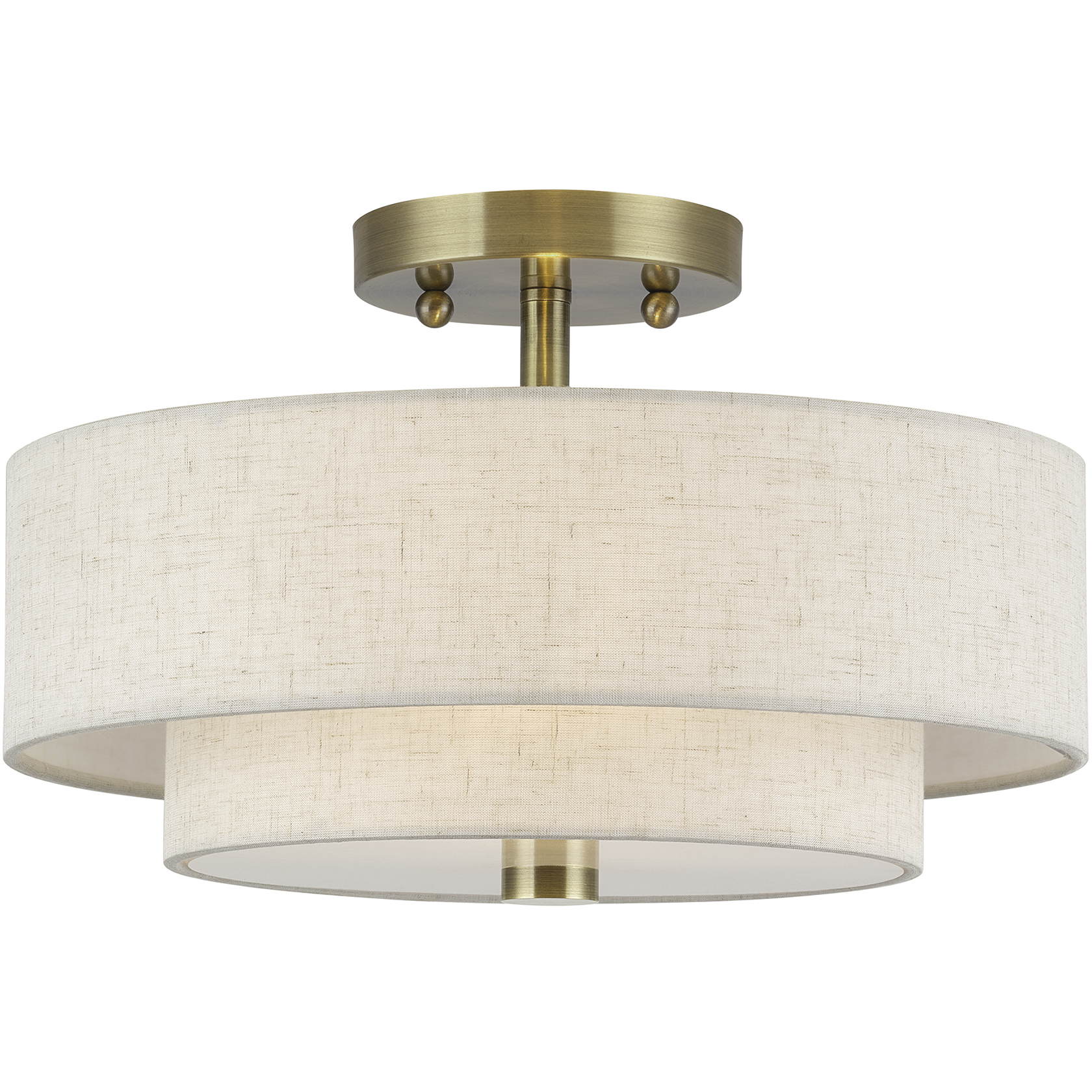 Monroe 2 Light 13 inch Antique Brass Semi Flush Mount Ceiling Light, Medium