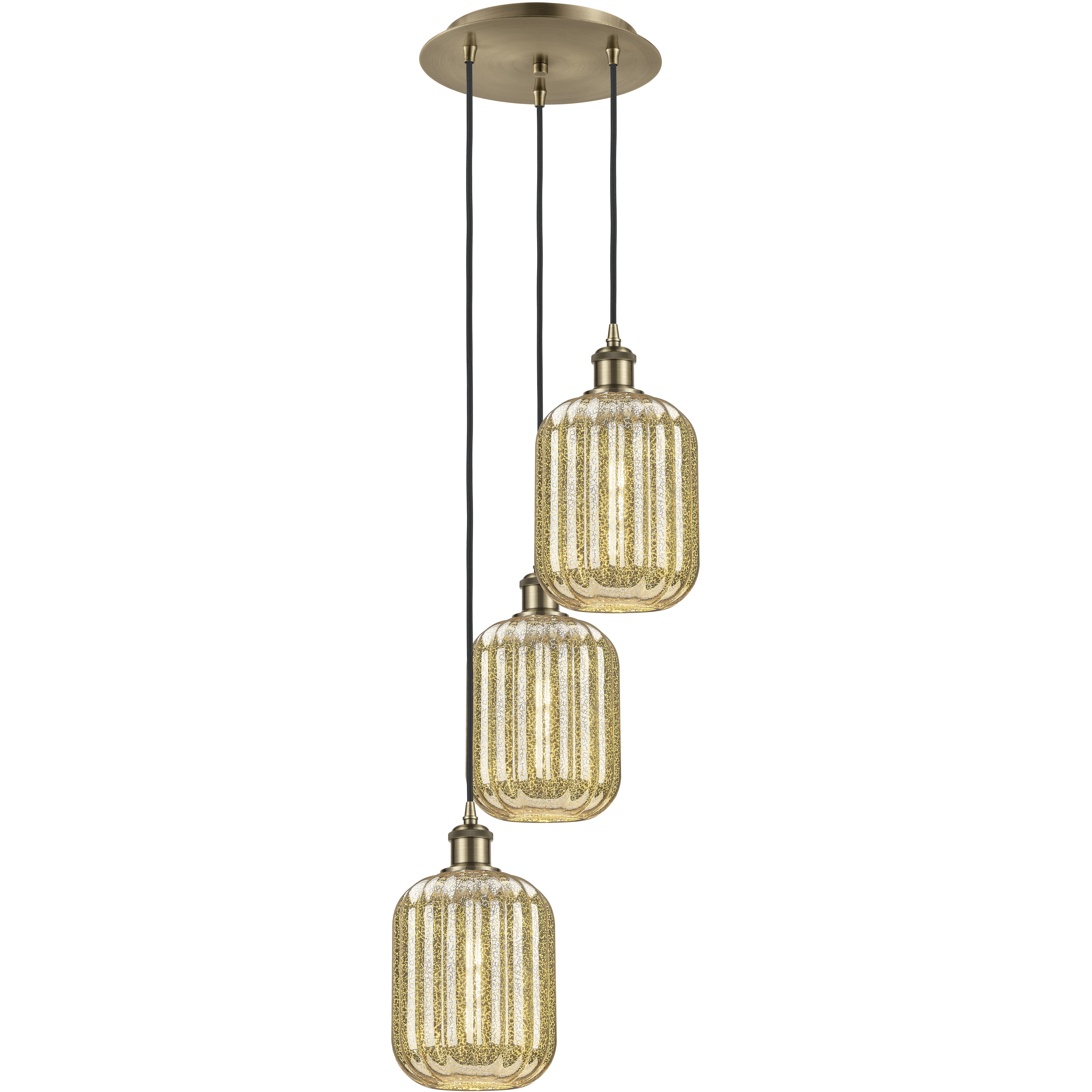 Ballston Preston 3 Light 13.25 inch Antique Brass Multi Pendant Ceiling Light in Mercury