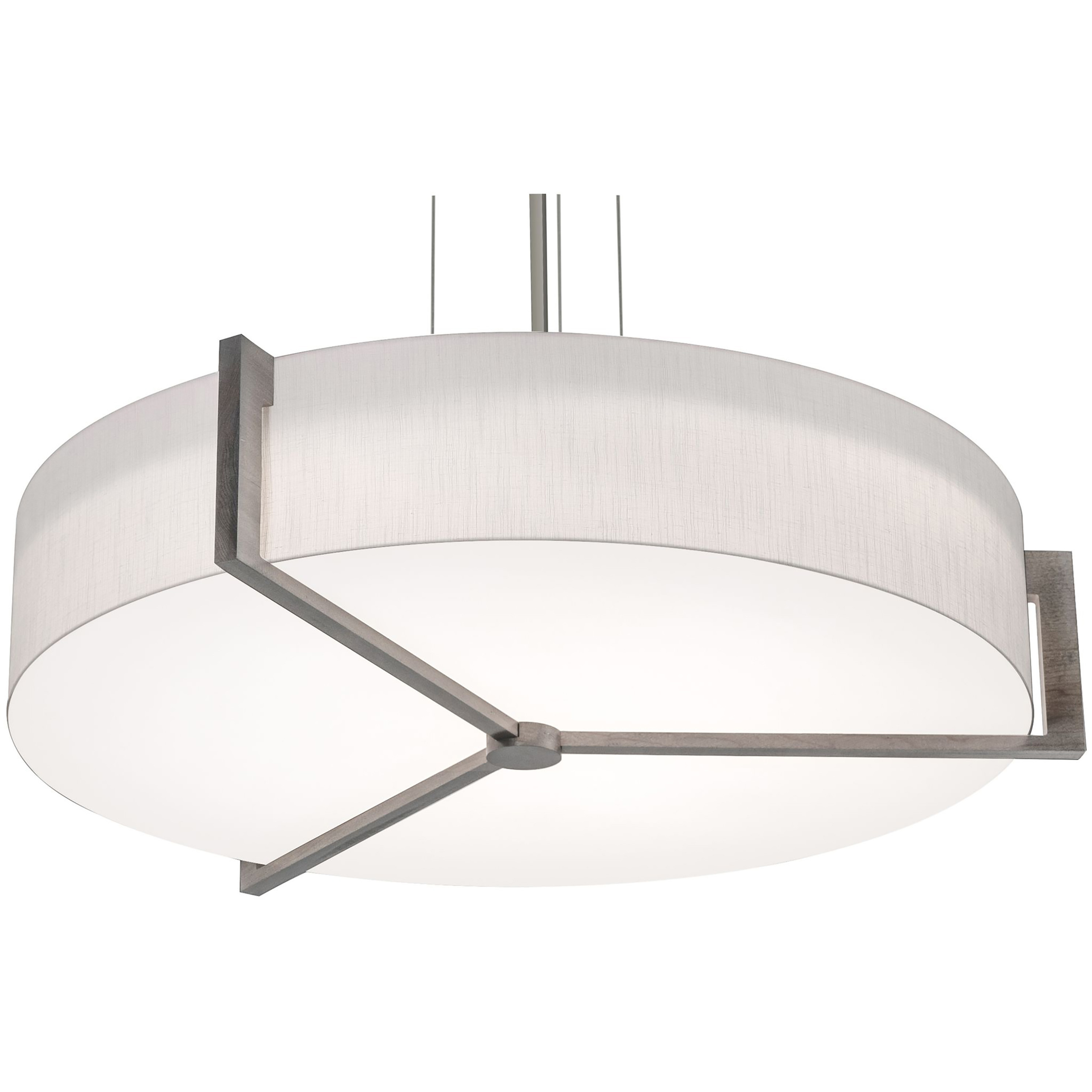 Apex LED 33.33 inch Satin Nickel Pendant Ceiling Light in Linen White and Weathered Grey