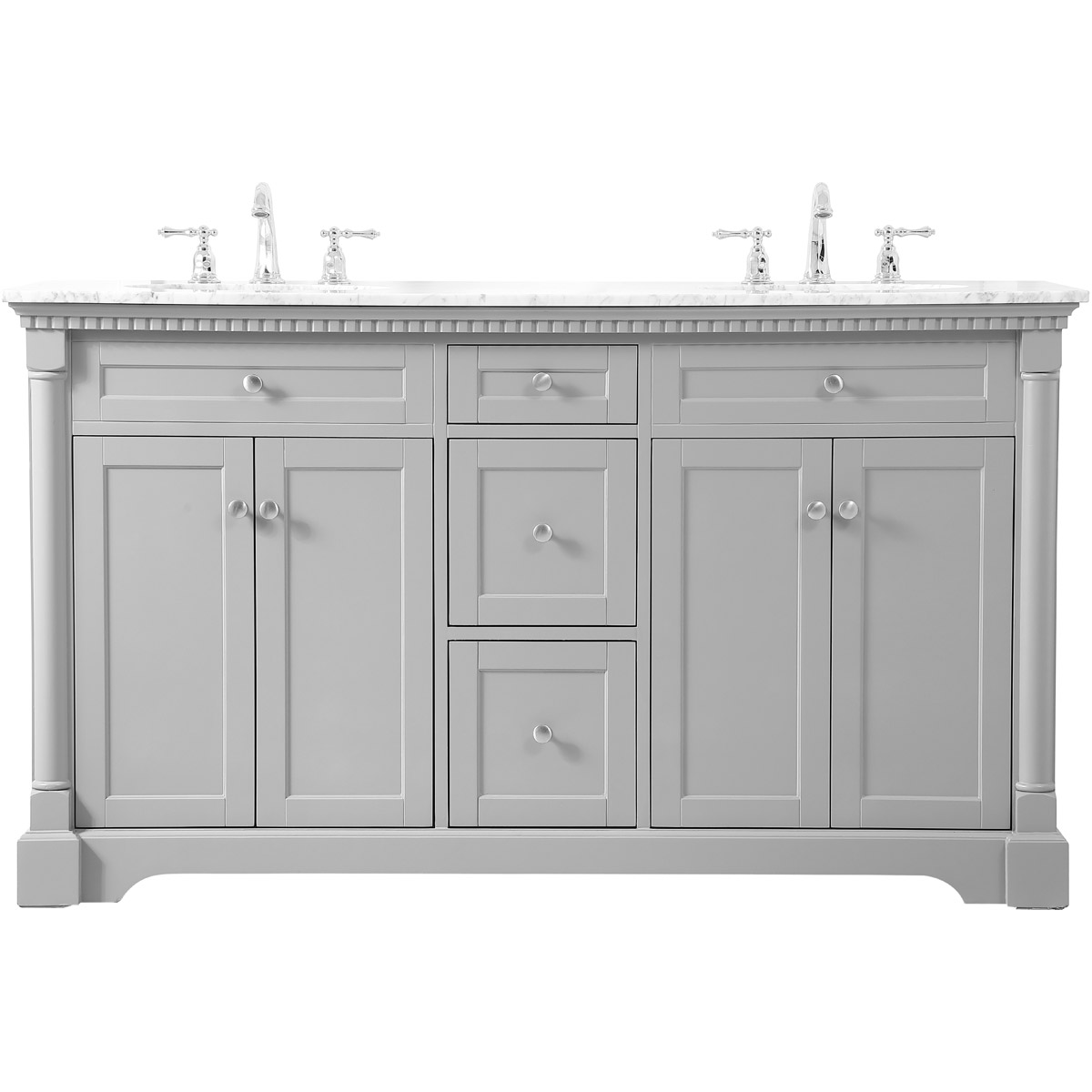 Clarence 60 X 21.5 X 35 inch Grey Vanity Sink Set in Gray