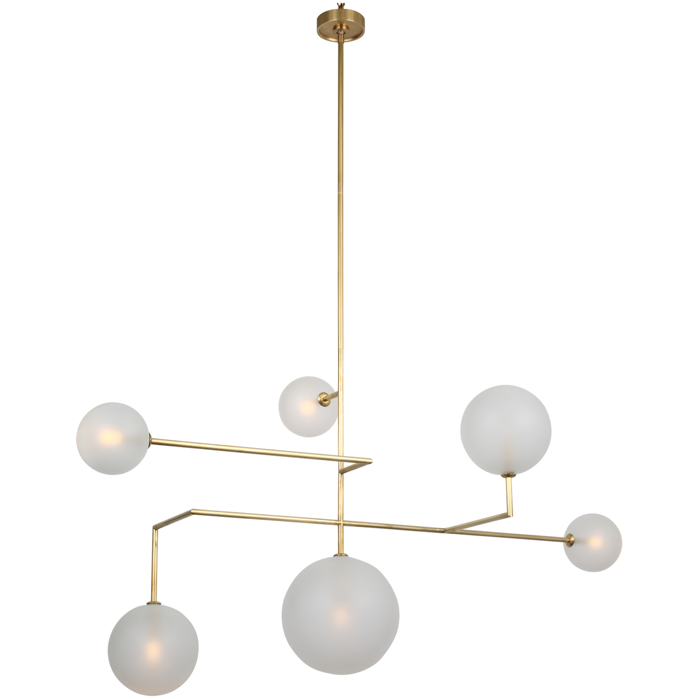 AERIN Linnea LED 58.75 inch Hand-Rubbed Antique Brass Chandelier Ceiling Light in Soft Etched Glass