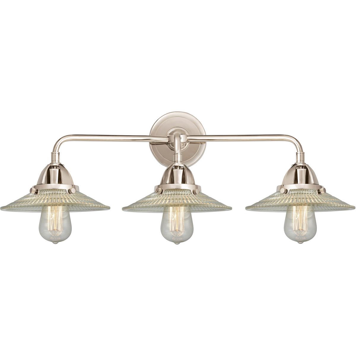 Nouveau 2 Halophane LED 27 inch Polished Nickel Bath Vanity Light Wall Light in Clear Halophane Glass