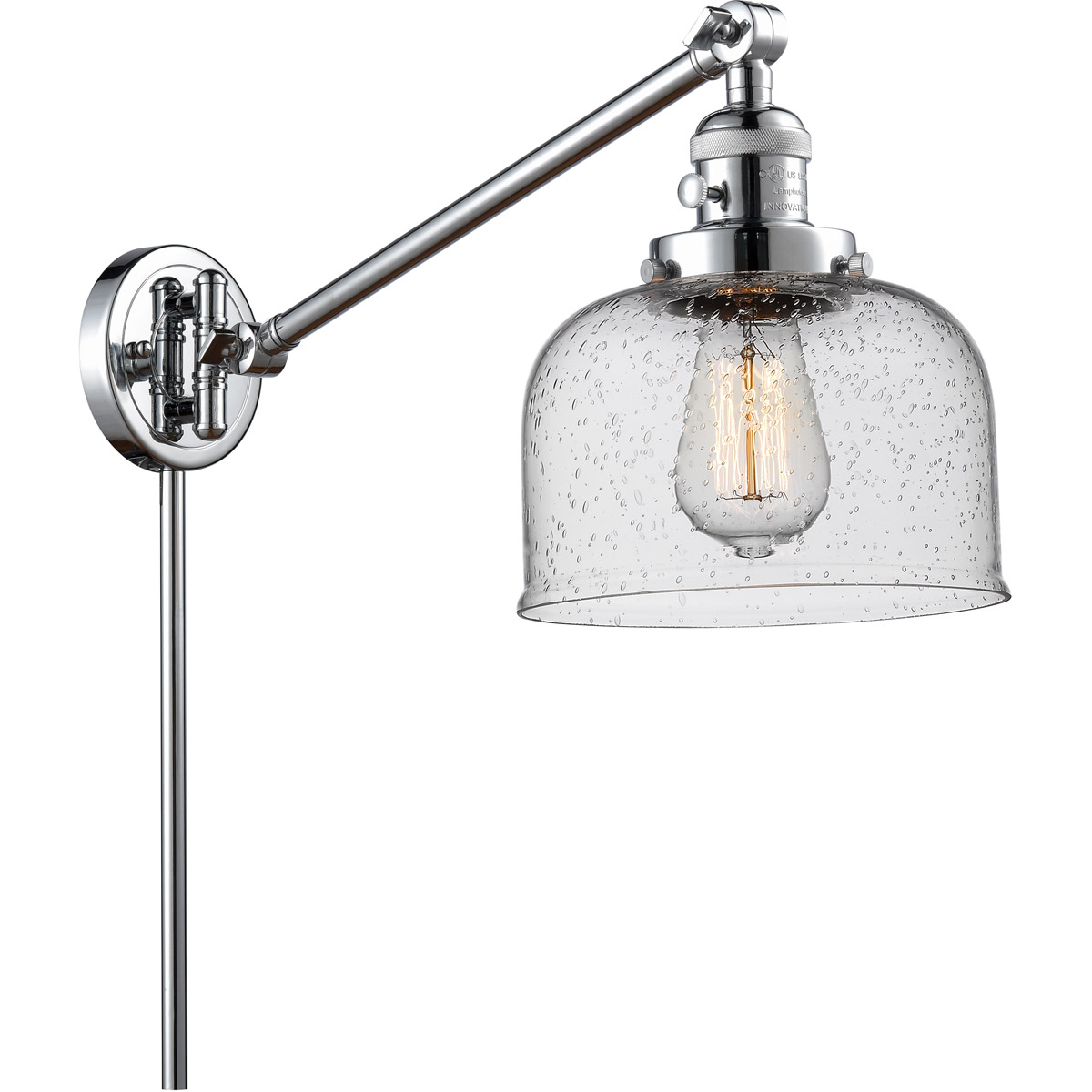 Large Bell 21 inch 3.50 watt Polished Chrome Swing Arm Wall Light, Franklin Restoration