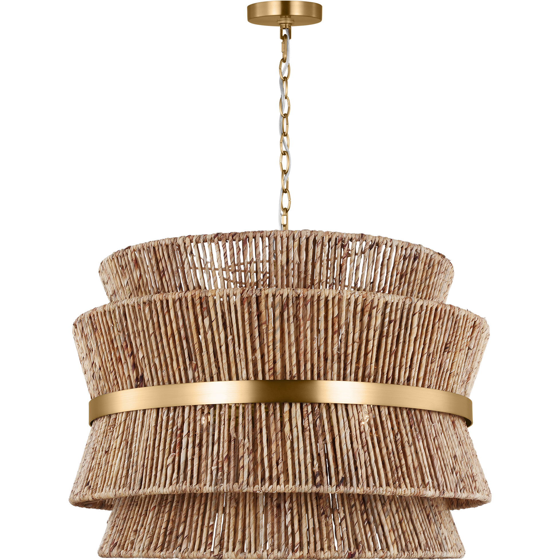 Drew & Jonathan Thurlo 4 Light 32 inch Satin Brass Hanging Shade Pendant Ceiling Light