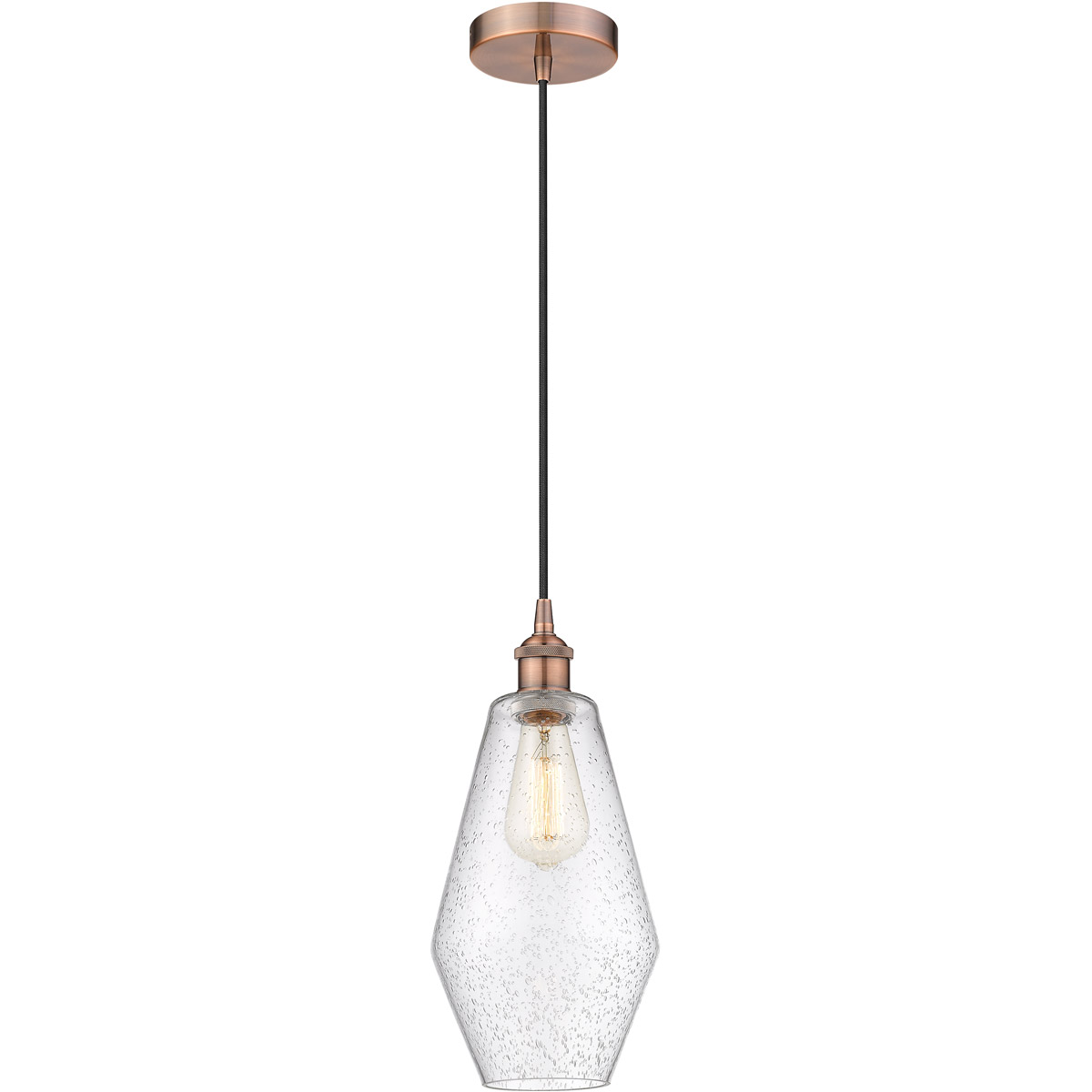 Edison Cindyrella LED 7 inch Antique Copper Mini Pendant Ceiling Light